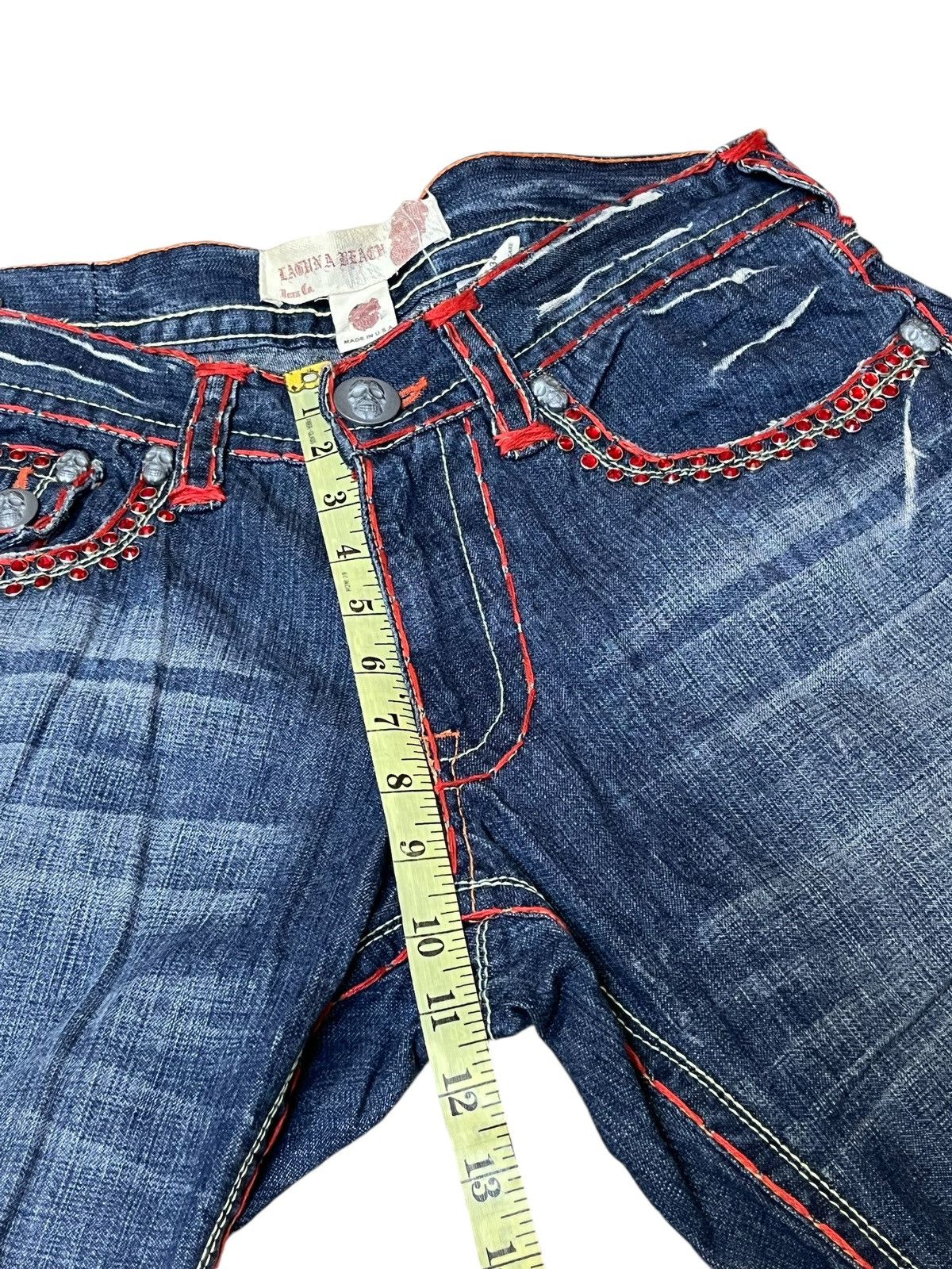 Japanese Brand FLARED🔥LAGUNA BEACH RHINESTONE MADE IN USA FLARED JEANS Size US 36 / EU 52 - 16 Thumbnail