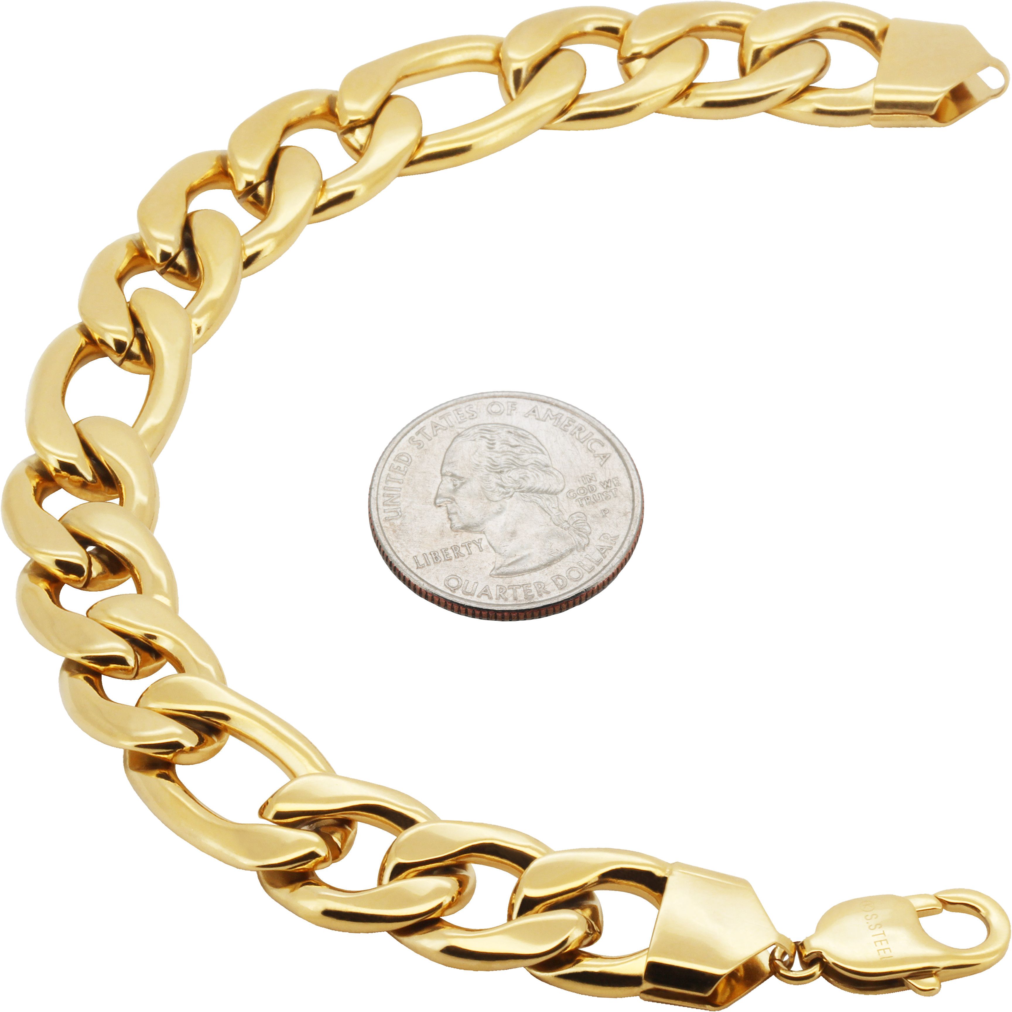 Other 316L SS 18k GP 14mm Figaro Link Bracelet 8.5" Size ONE SIZE - 1 Thumbnail