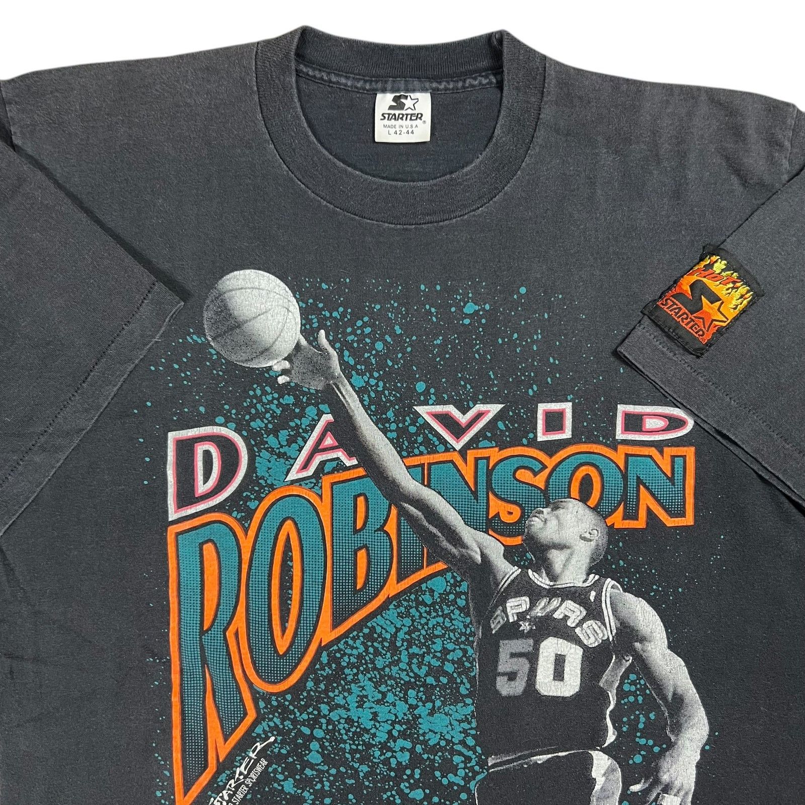 NBA × Starter × Vintage 1990 Starter San Antonio Spurs David Robinson faded NBA tee Size US L / EU 52-54 / 3 - 2 Thumbnail