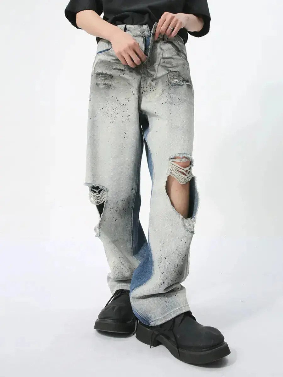 Japanese Brand Retro loose ripped jeans Size US 32 / EU 48 - 1 Thumbnail