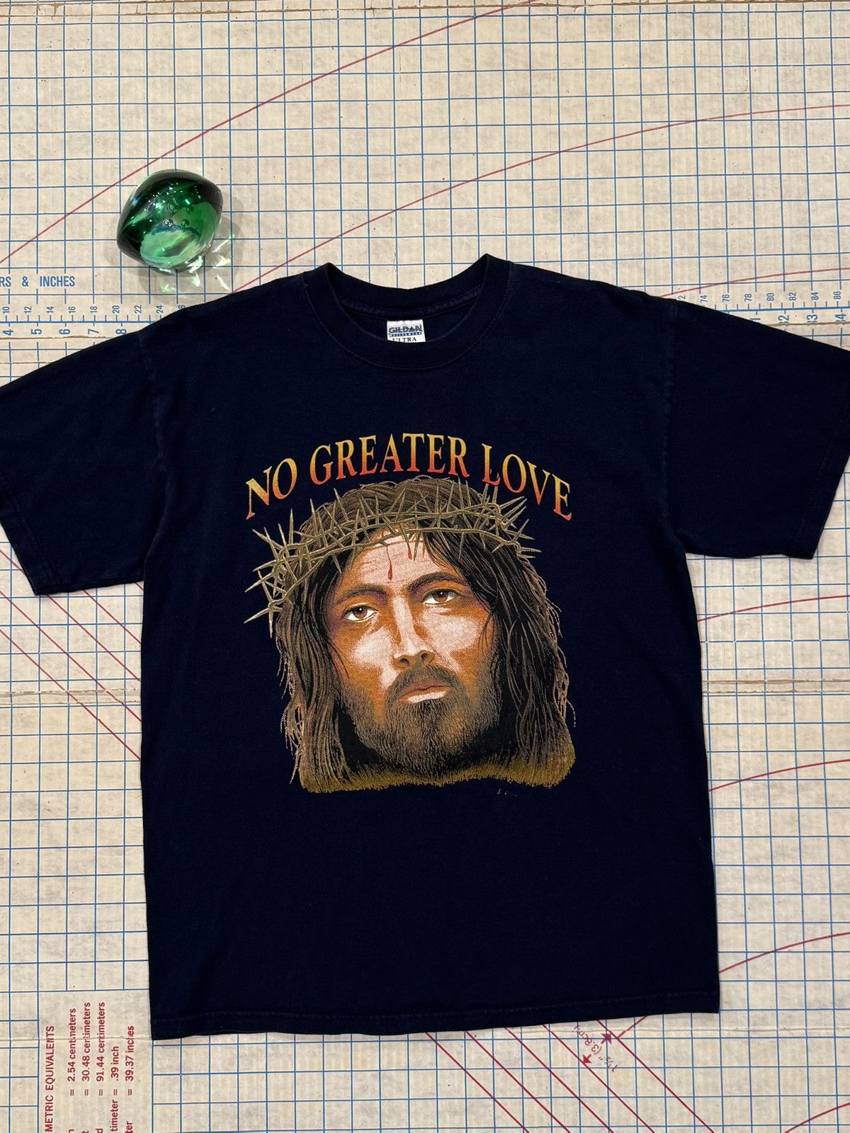 Vintage Vintage No Greater Love Jesus Tee Navy Blue Size Medium Size US M / EU 48-50 / 2 - 2 Thumbnail