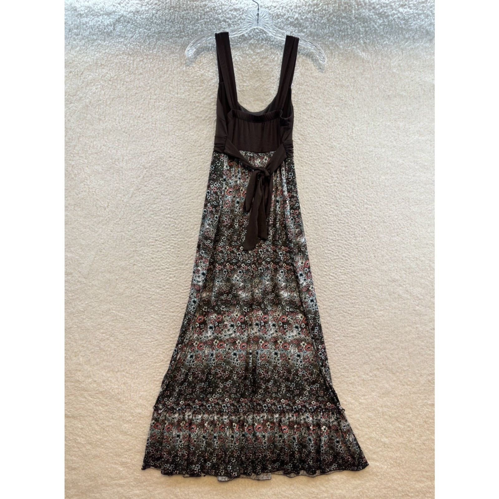 Vintage VINTAGE Maurices Maxi Dress XS Brown Ditsy Floral Bohemian Slinky Stretch Boho Bohemian Women Girls Mens Size XS / US 0-2 / IT 36-38 - 2 Thumbnail