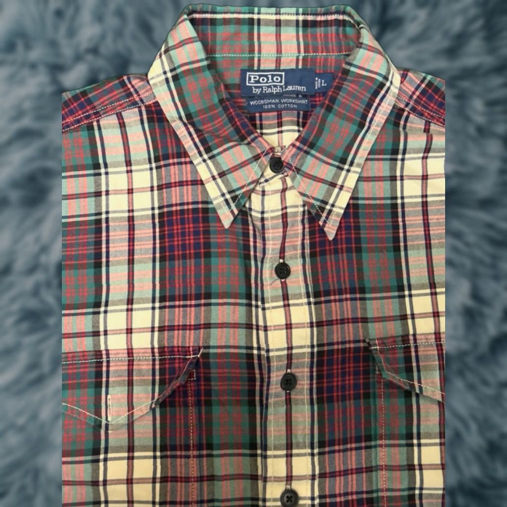 Polo Ralph Lauren VINTAGE Polo Ralph Lauren Woodsman Workshirt Button Up Plaid Shirt Mens Large Red 90s Outdoors Classic USA Size US L / EU 52-54 / 3 - 1 Thumbnail