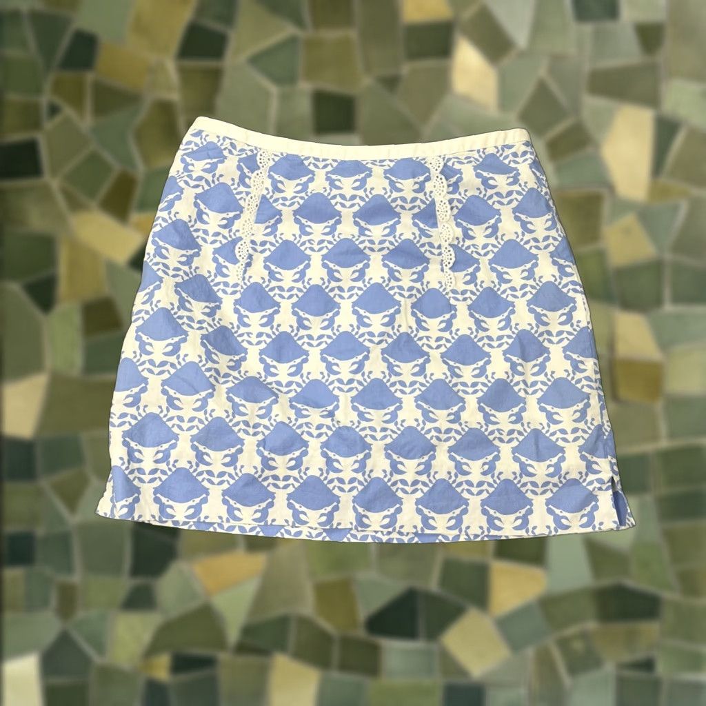 Lilly Pulitzer Lilly Pulitzer Skirt 2 Blue White Crab Print Cotton Lined Summer Golf Womens Size 26" / US 2 / IT 38 - 1 Thumbnail