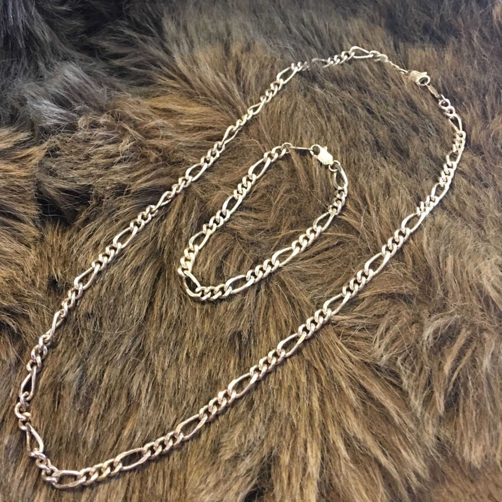 Jewelry Silver tone figaro necklace and bracelet set Size ONE SIZE - 7 Thumbnail