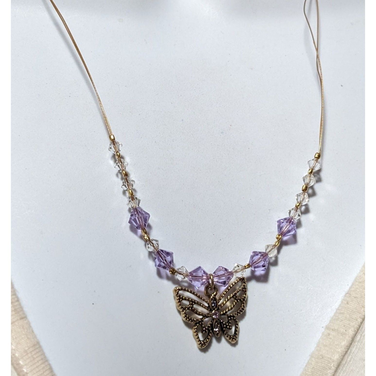 Other Handmade Purple Butterfly Crystal Necklace Size ONE SIZE - 7 Thumbnail