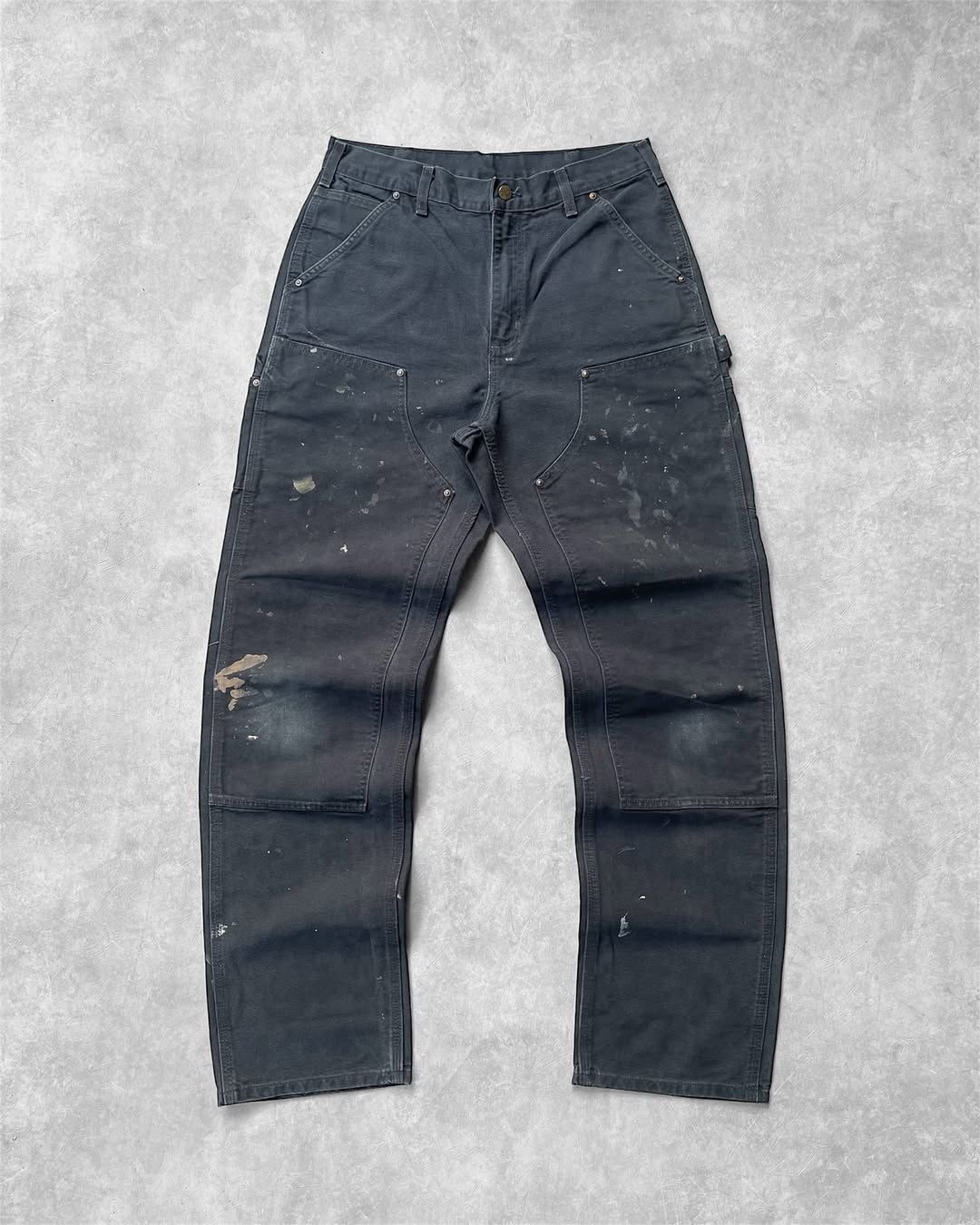 Carhartt Faded Distressed Black Carhartt Double Knee Pant B136-BLK Size US 33 - 1 Thumbnail