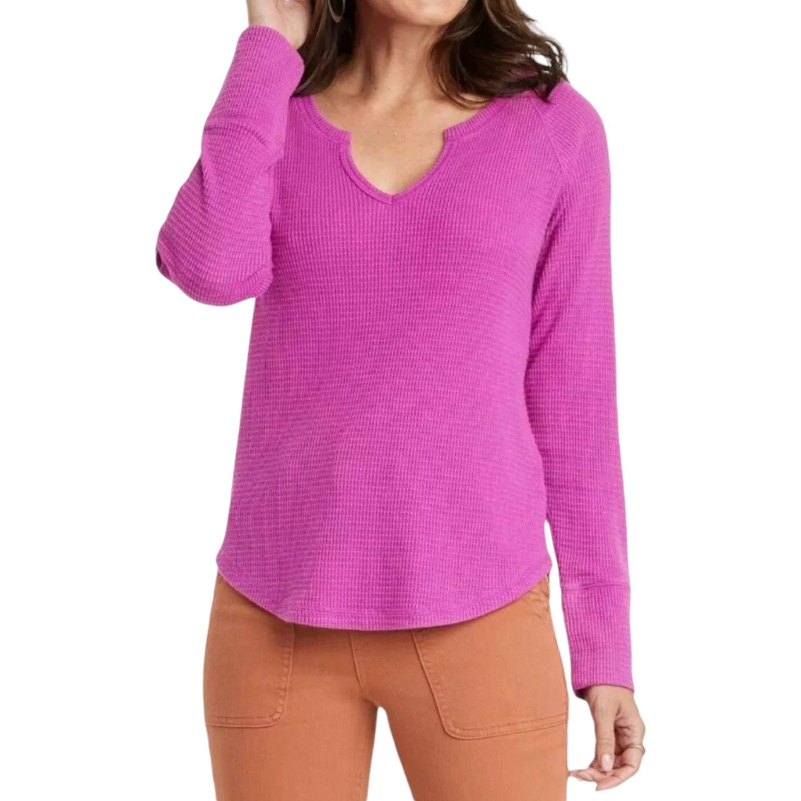 Other Knox Rose - Women's Long Sleeve Notch Neck Thermal Top - Pur Size M / US 6-8 / IT 42-44 - 1 Thumbnail