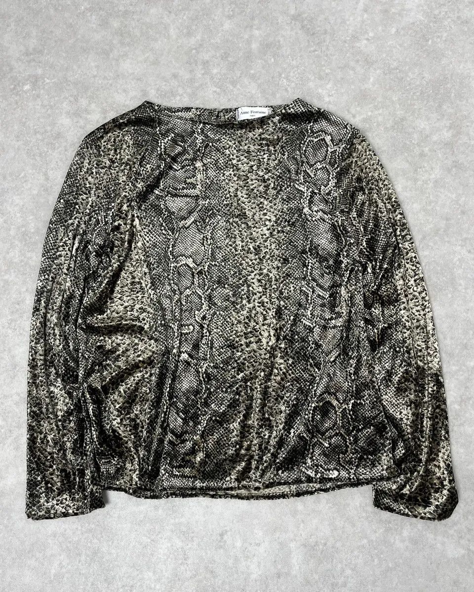 Vintage 2000s Anne Fontaine Grey Snakeskin Effect Longsleeves Size US XS / EU 42 / 0 - 3 Thumbnail