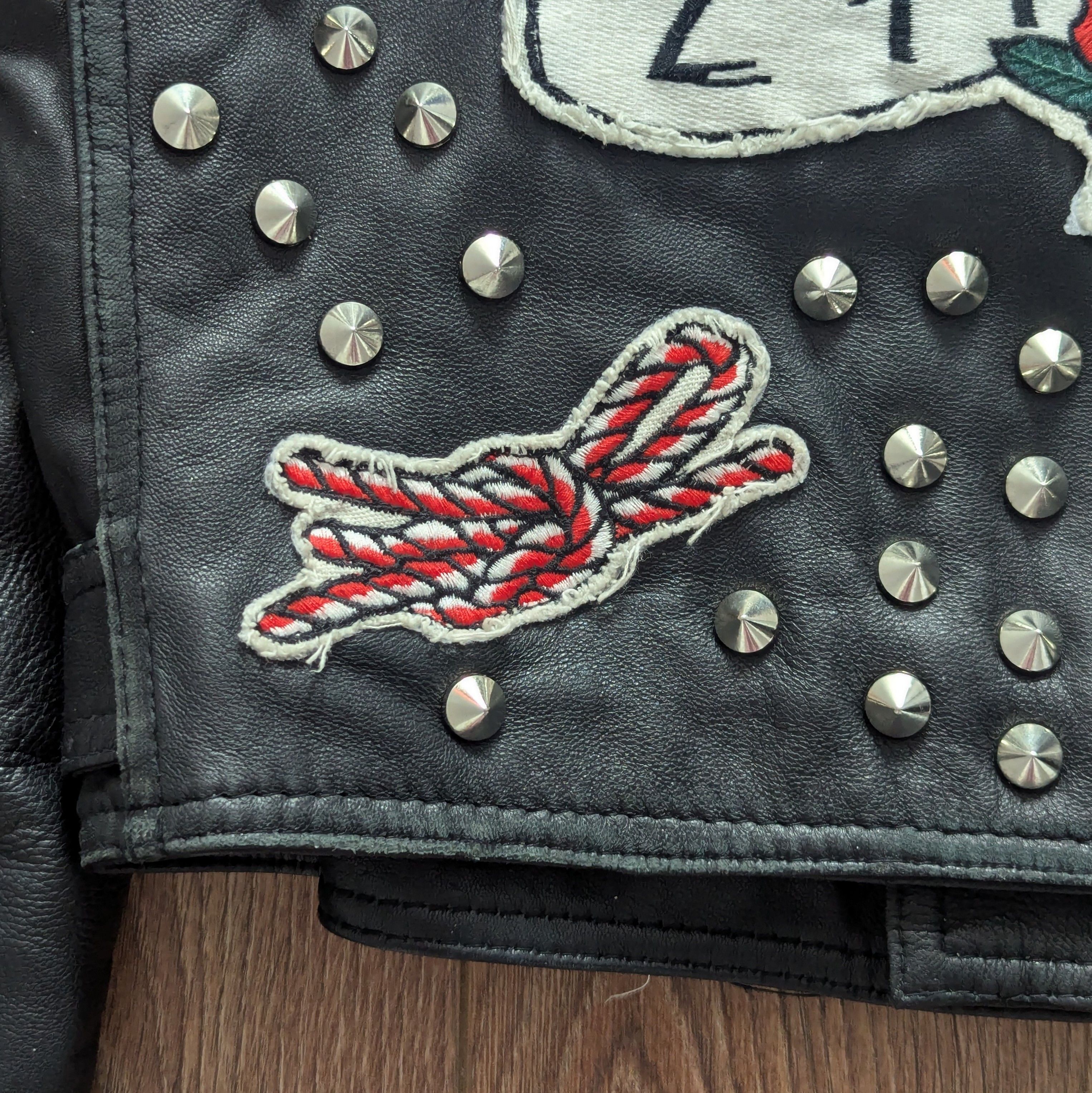 Zara Zara Studded cMotorcycle Biker Jacket Sailor Patches Size XS / US 0-2 / IT 36-38 - 22 Thumbnail