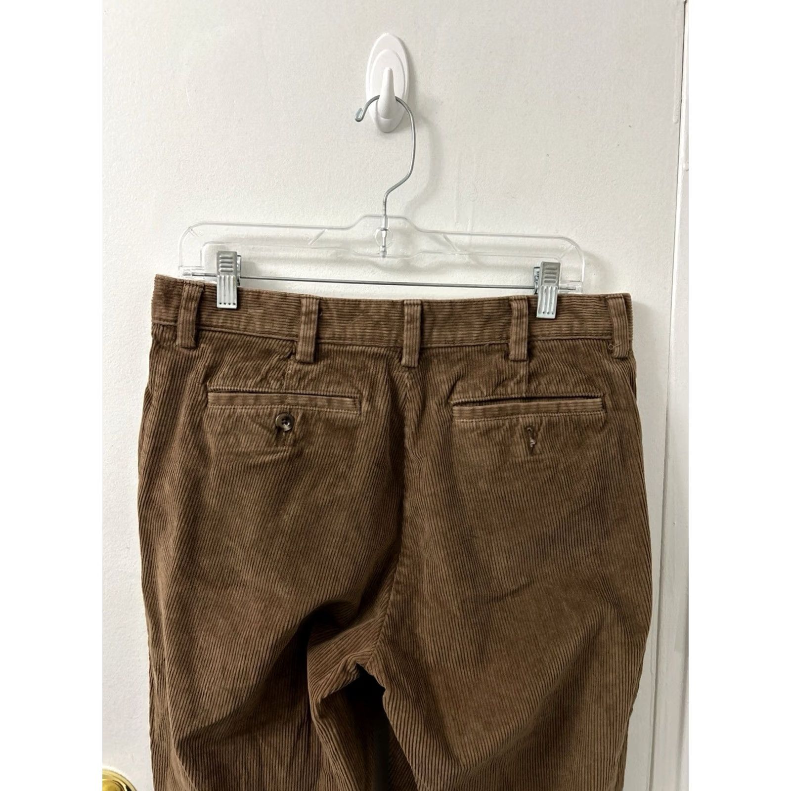 Vintage LL Bean Country Corduroy Pants Mens 33x32 Brown Classic Fit Stretch Casual Workwear Straight 5-Pocket Zipper Button Size US 33 - 7 Thumbnail