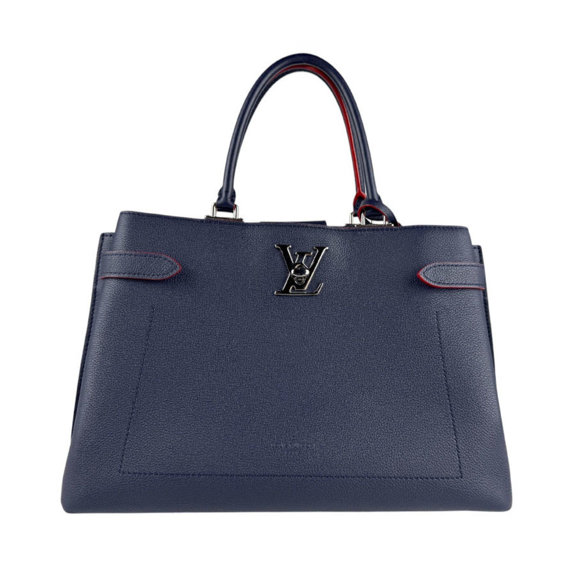 Louis Vuitton Women's Lock Me Day Leather Marine Rouge Handbag/Shoulder Bag M53645 z6547