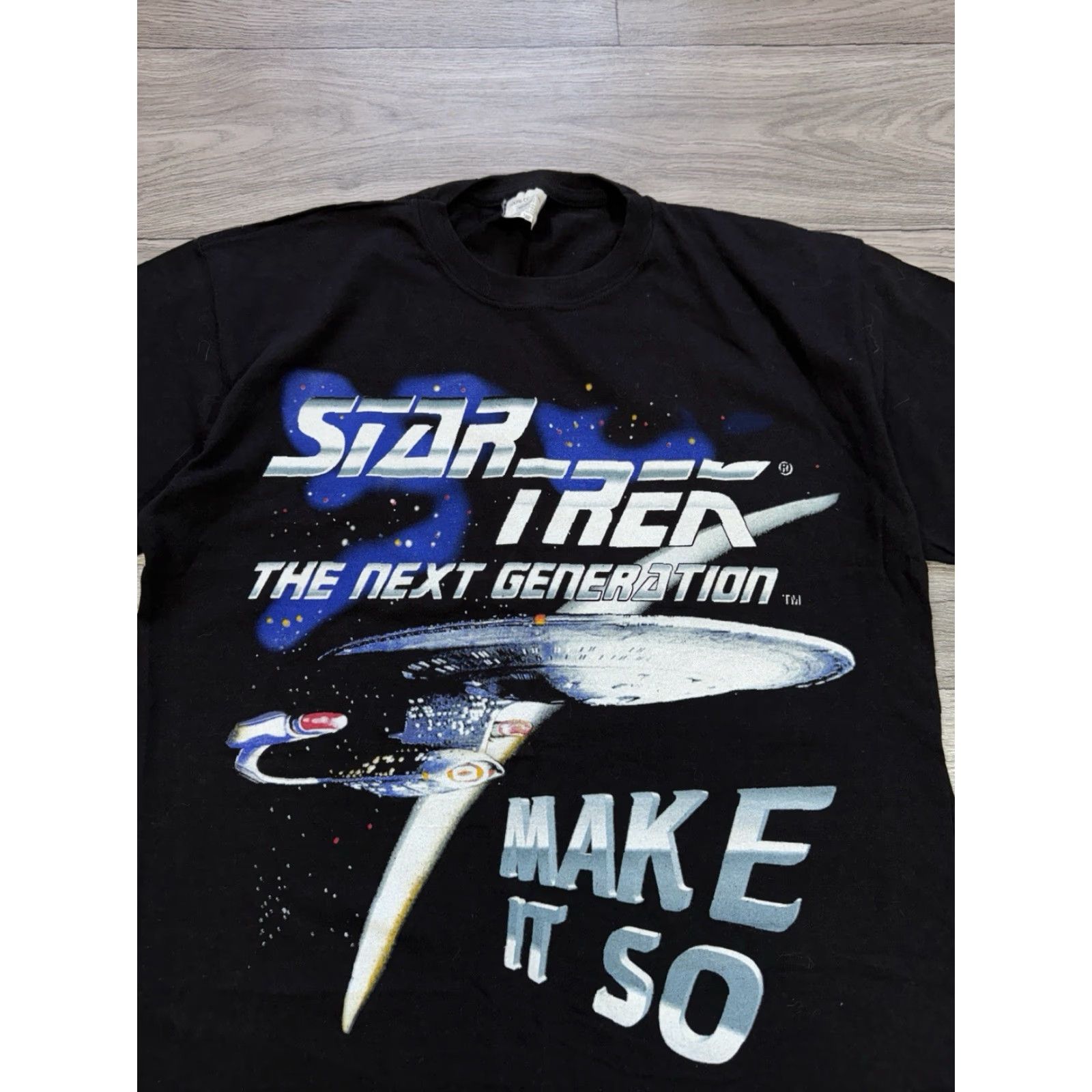 NEXT VINTAGE Star Trek 1995 The Next Generation “Make It So” Black T Shirt M Mens Short Sleeve Shirt Size US M / EU 48-50 / 2 - 4 Thumbnail