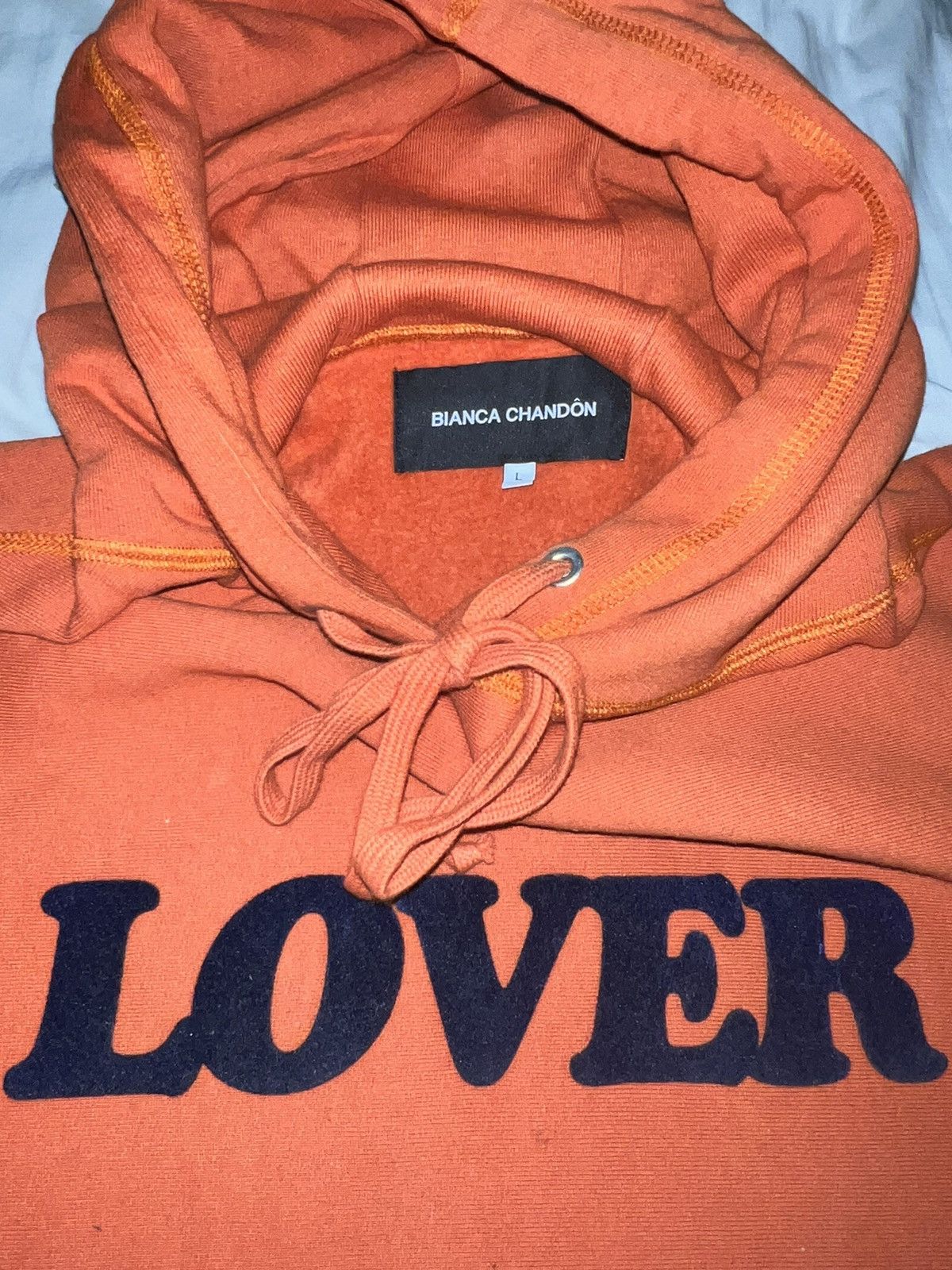 BIANCA CHANDON × Frank Ocean Bianca Chandon Orange 'Lover' Pullover Hoodie Size US L / EU 52-54 / 3 - 6 Thumbnail