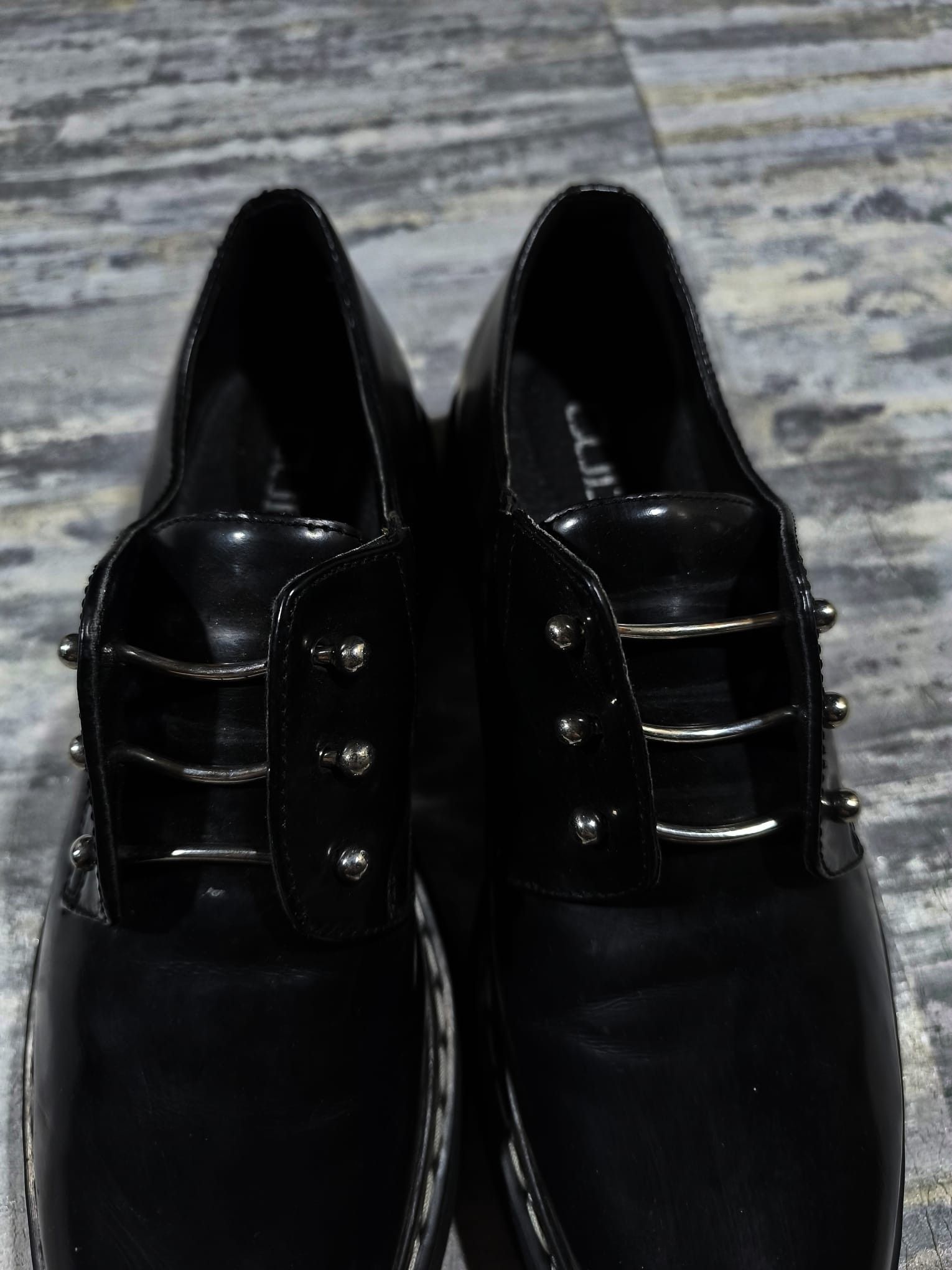 Genuine Leather cult black leather punk boots England emo grunge Size US 9 / IT 39 - 2 Thumbnail