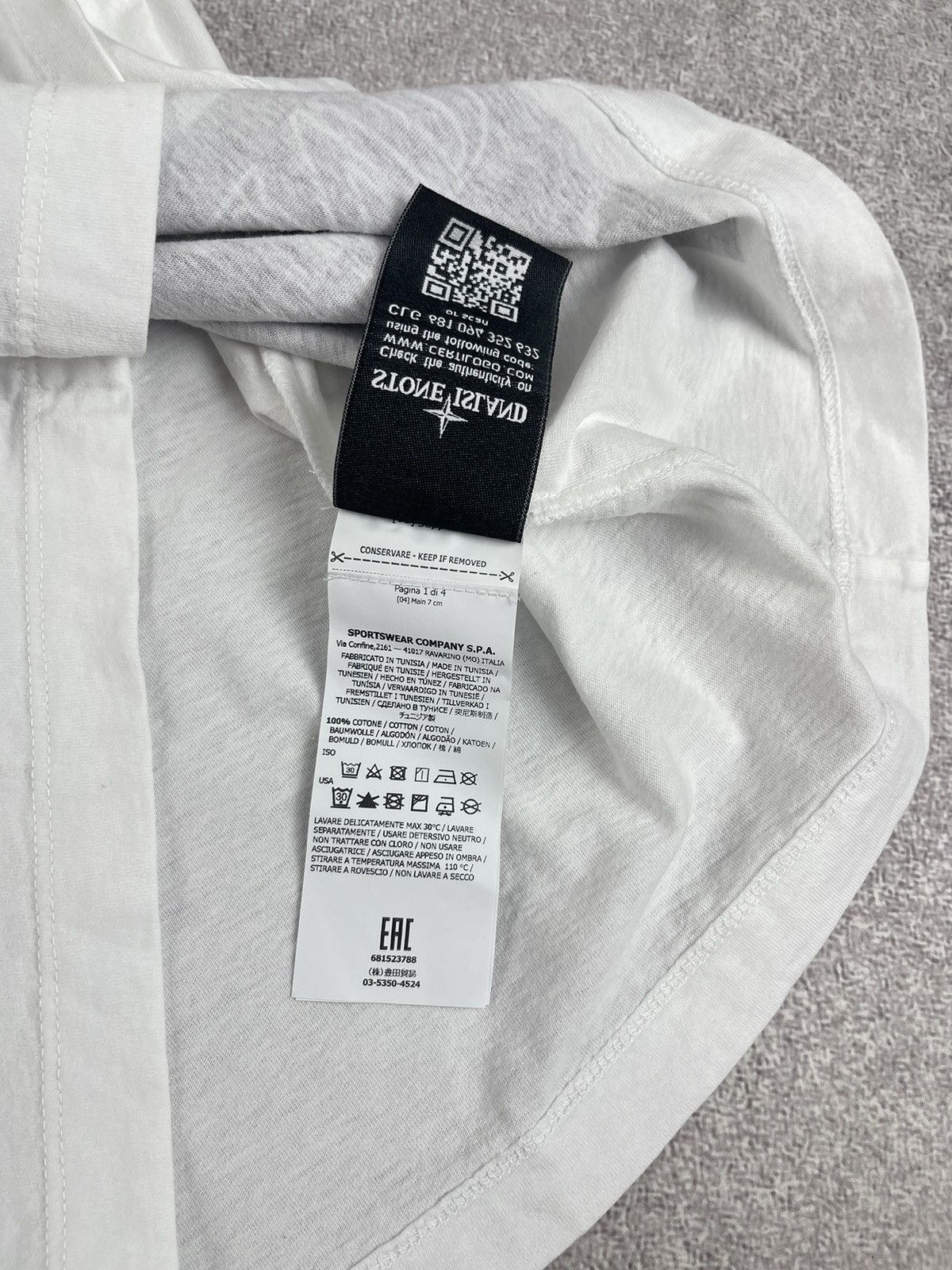 Stone Island Graphic Nine White Cotton T-Shirt Size M