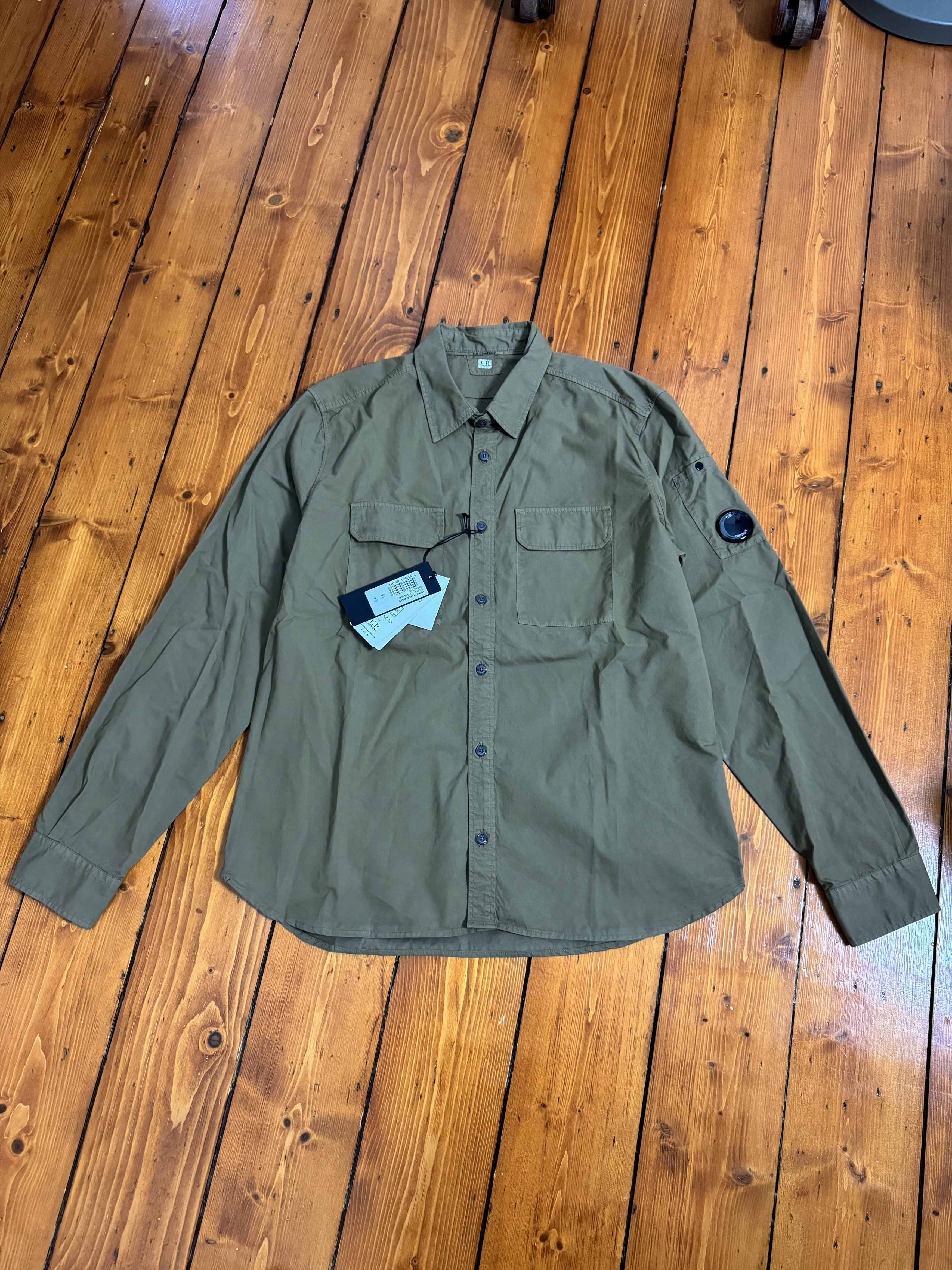 image of C P Company Long Sleeve Gabardine in Khaki Green, Men's (Size XL)