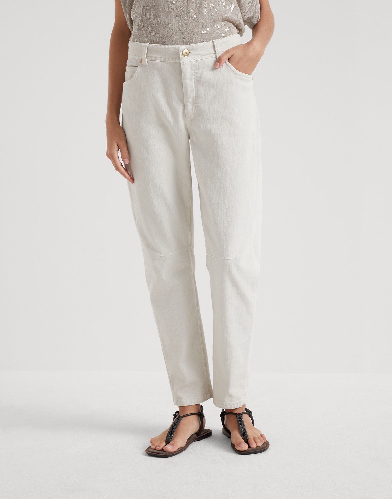 Brunello Cucinelli o1la1rc1a0425 Lady Dyed Denim Pants in White Size 30" / US 8 / IT 44 - 1 Thumbnail