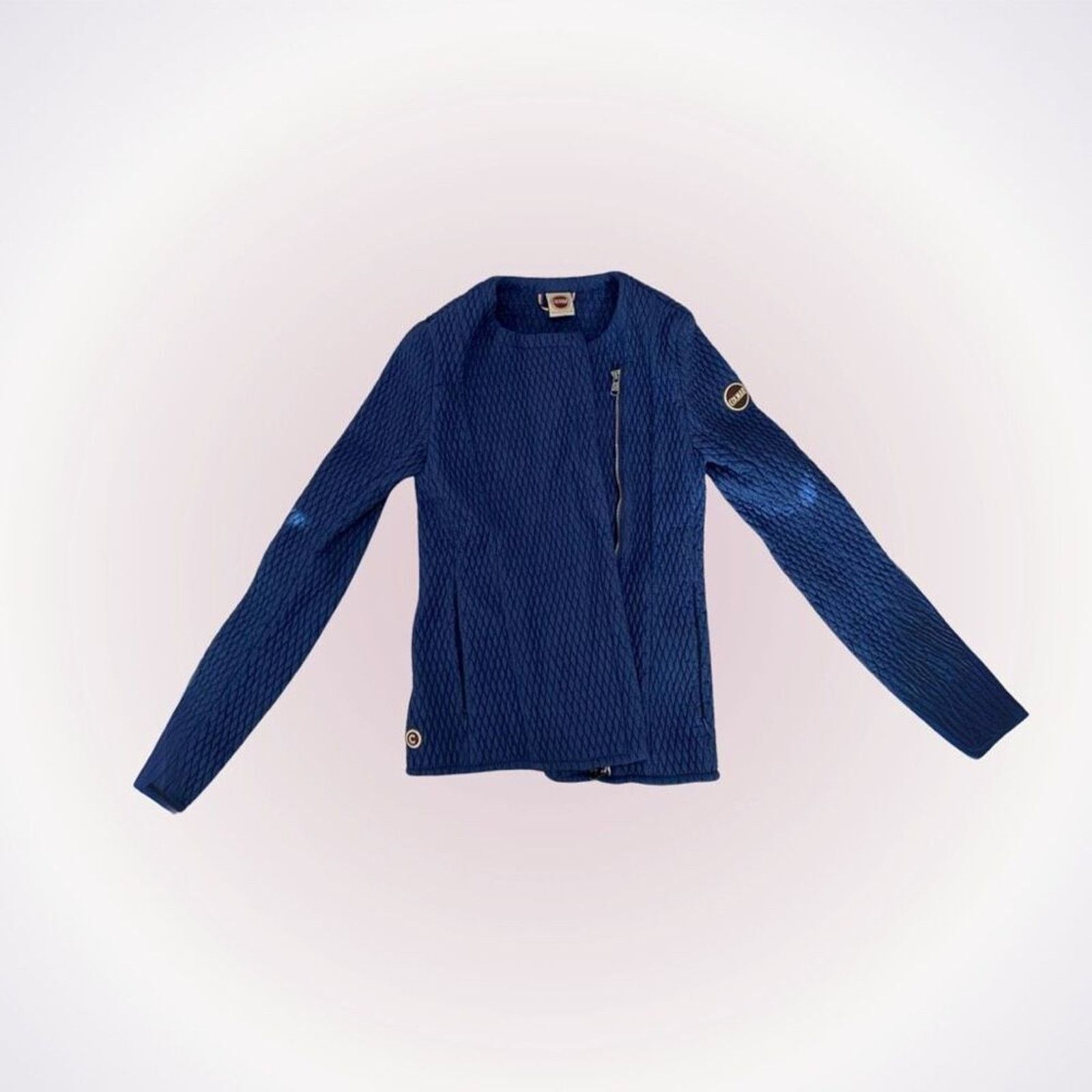 Colmar Colmar Blue Textured Zip Front Blazer Jacket | Sz 40 (US 4) Size S / US 4 / IT 40 - 1 Thumbnail