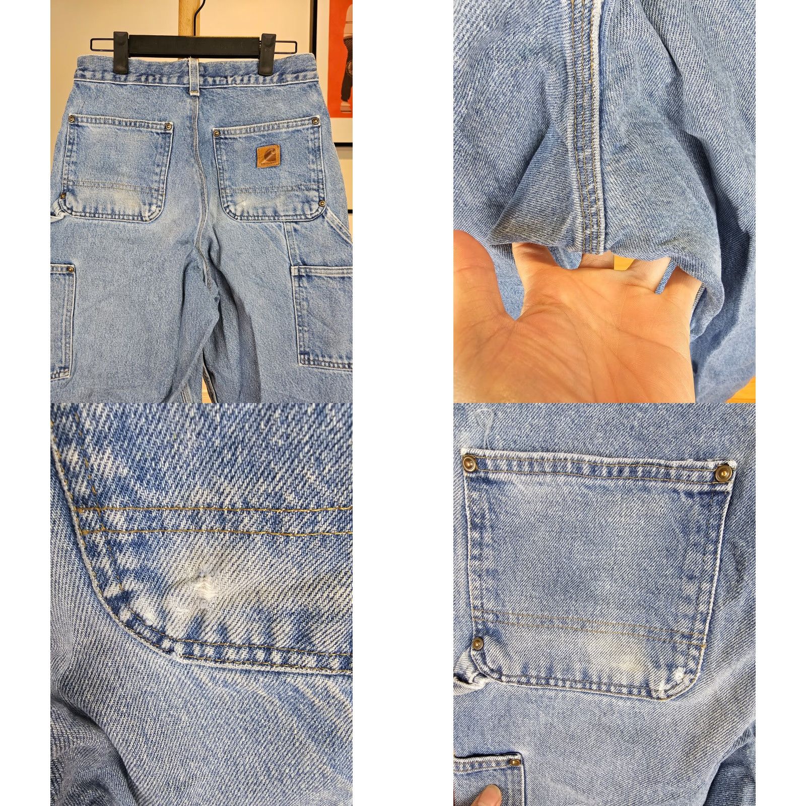 Carhartt VINTAGE Carhartt Denim DOUBLE KNEE Work Jeans Pants TAG SIZE 29X30 05 Carpenter Mens Blue WIDE LEG Size US 29 - 9 Thumbnail
