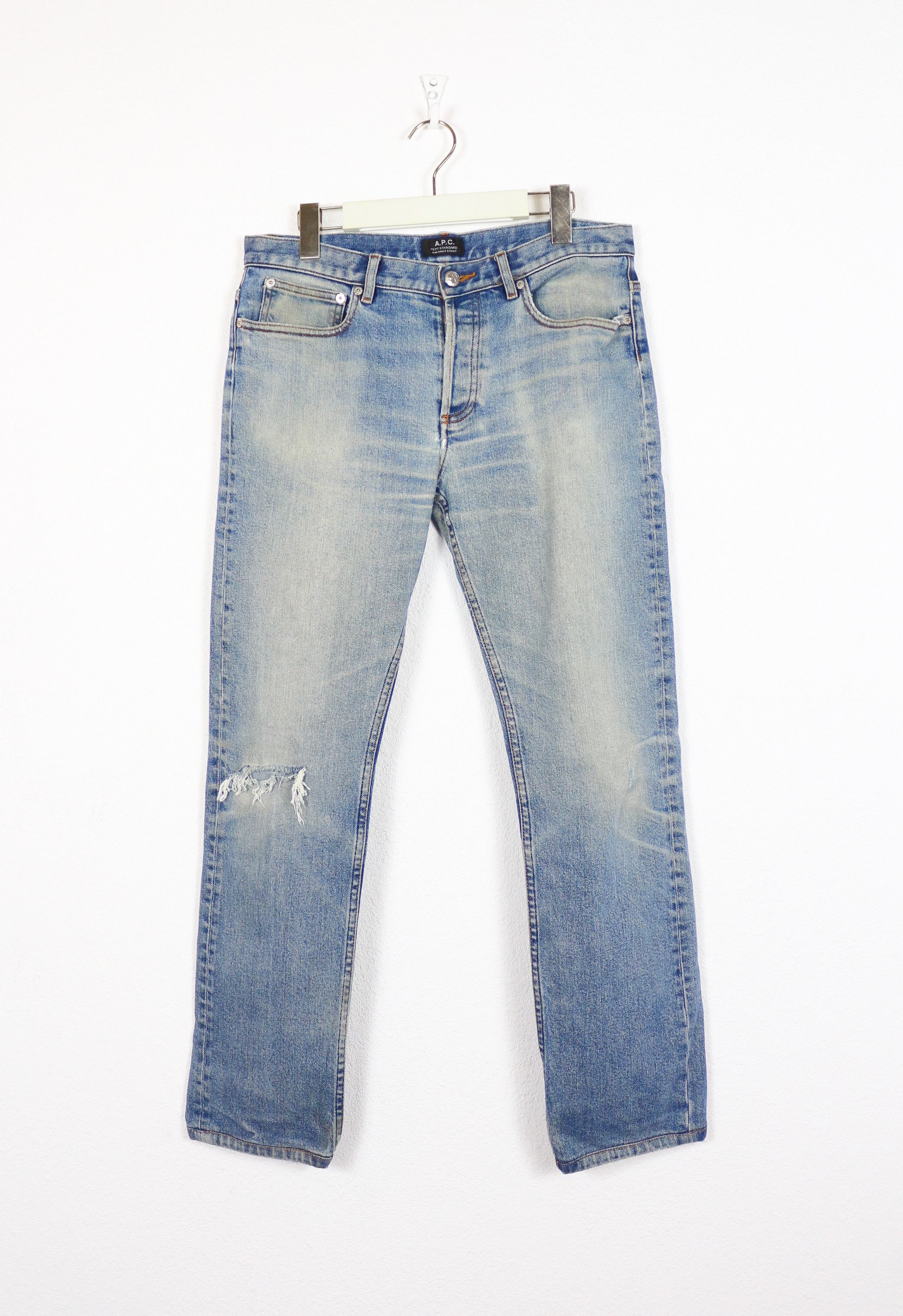 A.P.C. Washed Faded Denim Distressed Jeans Pants