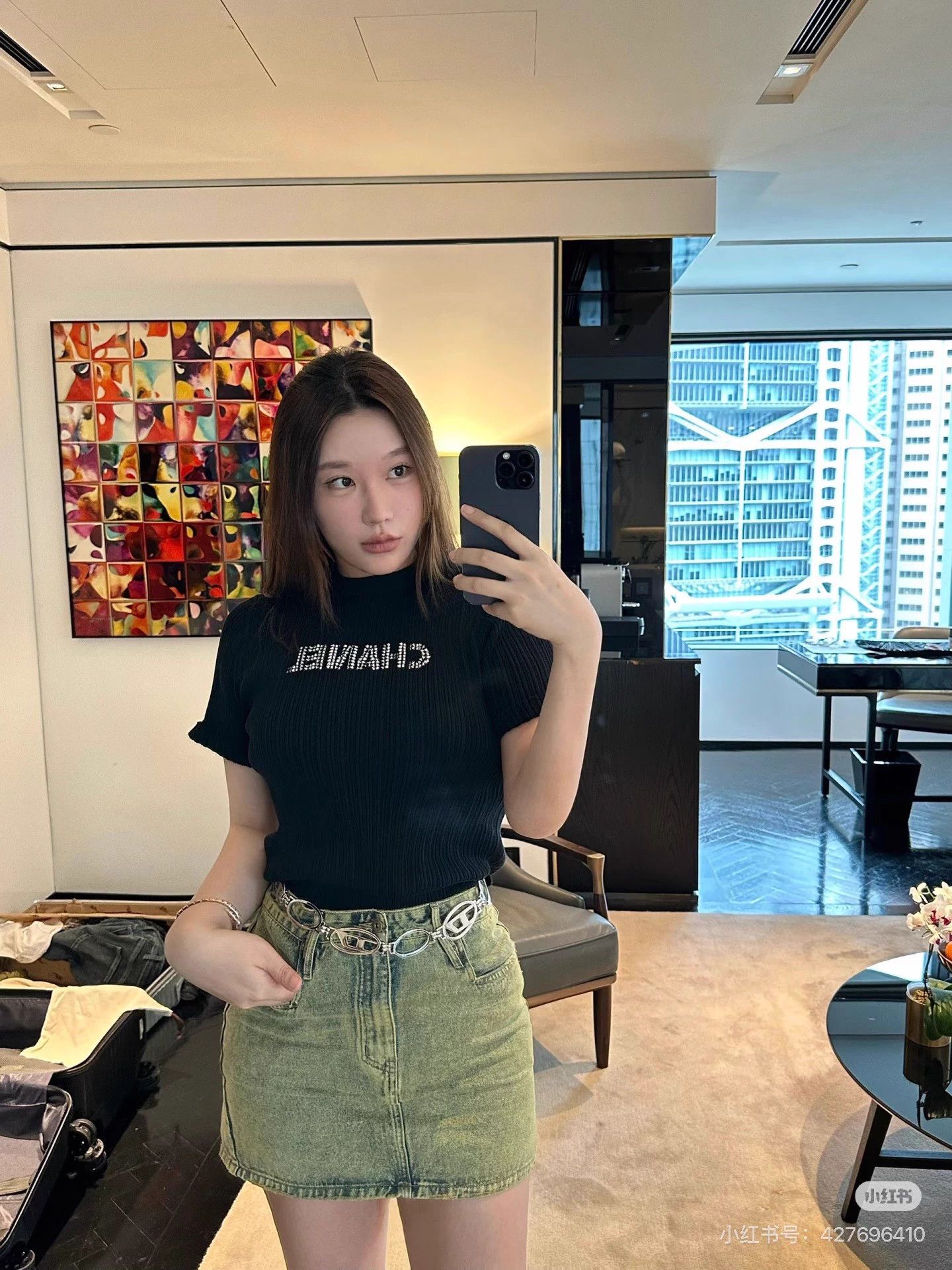 Chanel Chanel 21S CC Logo Black Pleated Knit Short Tee 38 Size S / US 4 / IT 40 - 7 Thumbnail