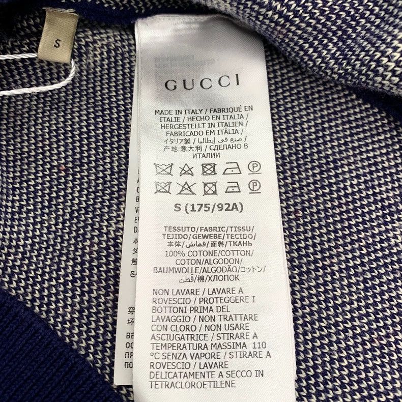 Gucci Gucci Dark blue logo jacquard full-print V-neck cotton knit Size US S / EU 44-46 / 1 - 6 Thumbnail