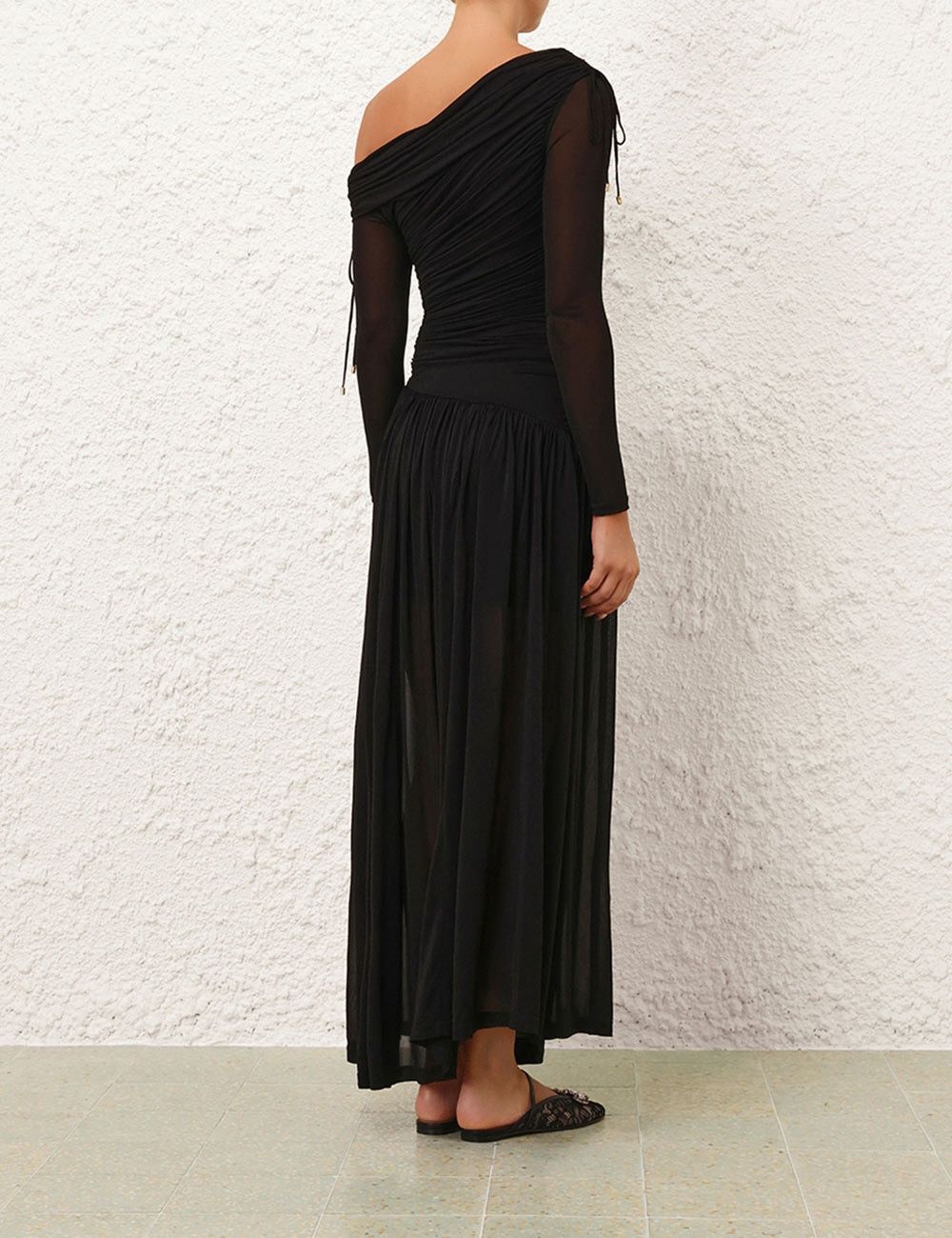 Zimmermann oc11z1025 Crush Asymmetrical Midi Dress in Black Size XS / US 0-2 / IT 36-38 - 6 Thumbnail