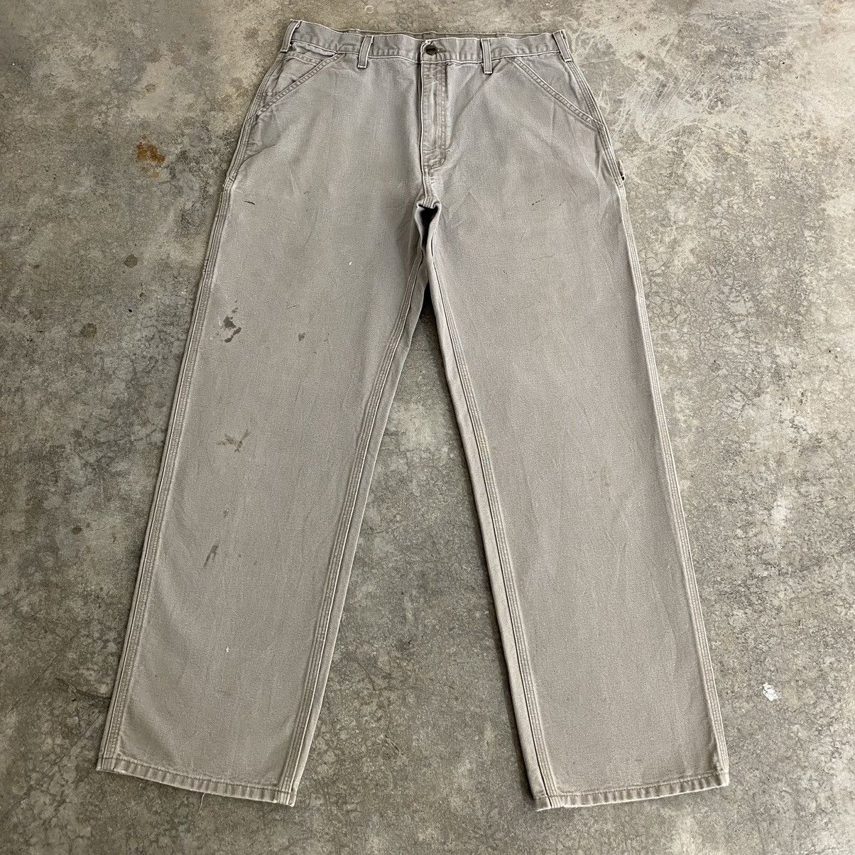 Carhartt × Vintage Vintage Carhartt Desert Grey Carpenter Workwear Pants Size US 35 - 1 Thumbnail
