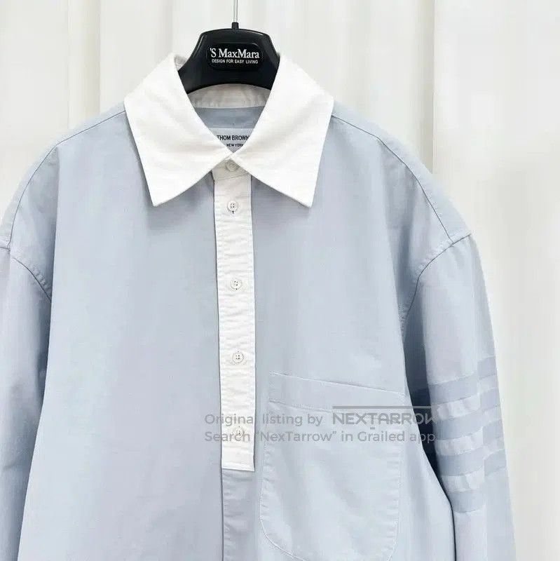 Thom Browne Thom Browne Light Blue Logo Long Sleeve Shirt . Size US S / EU 44-46 / 1 - 3 Thumbnail