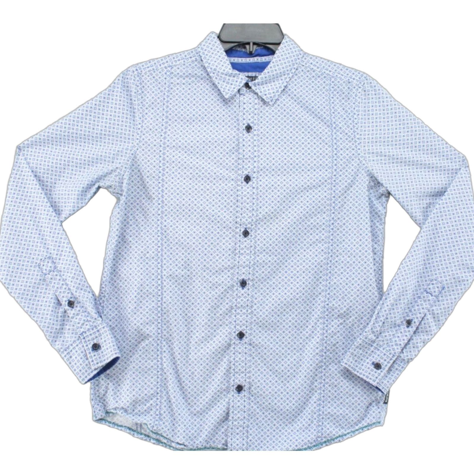 Prana prAna Lukas Slim Button-Up Shirt Mens Small Long Sleeve Geometric Blue Size US S / EU 44-46 / 1 - 1 Thumbnail