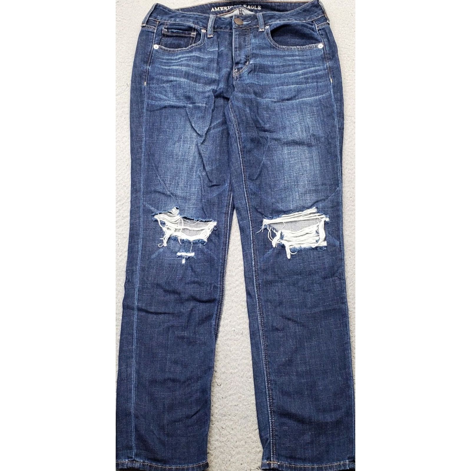 American Eagle Outfitters American Eagle Outfitters Womens 4 Jeans Blue Denim Distressed Button Fly Tomgirl Skinny AEO 4R Size 27" / US 4 / IT 40 - 2 Thumbnail