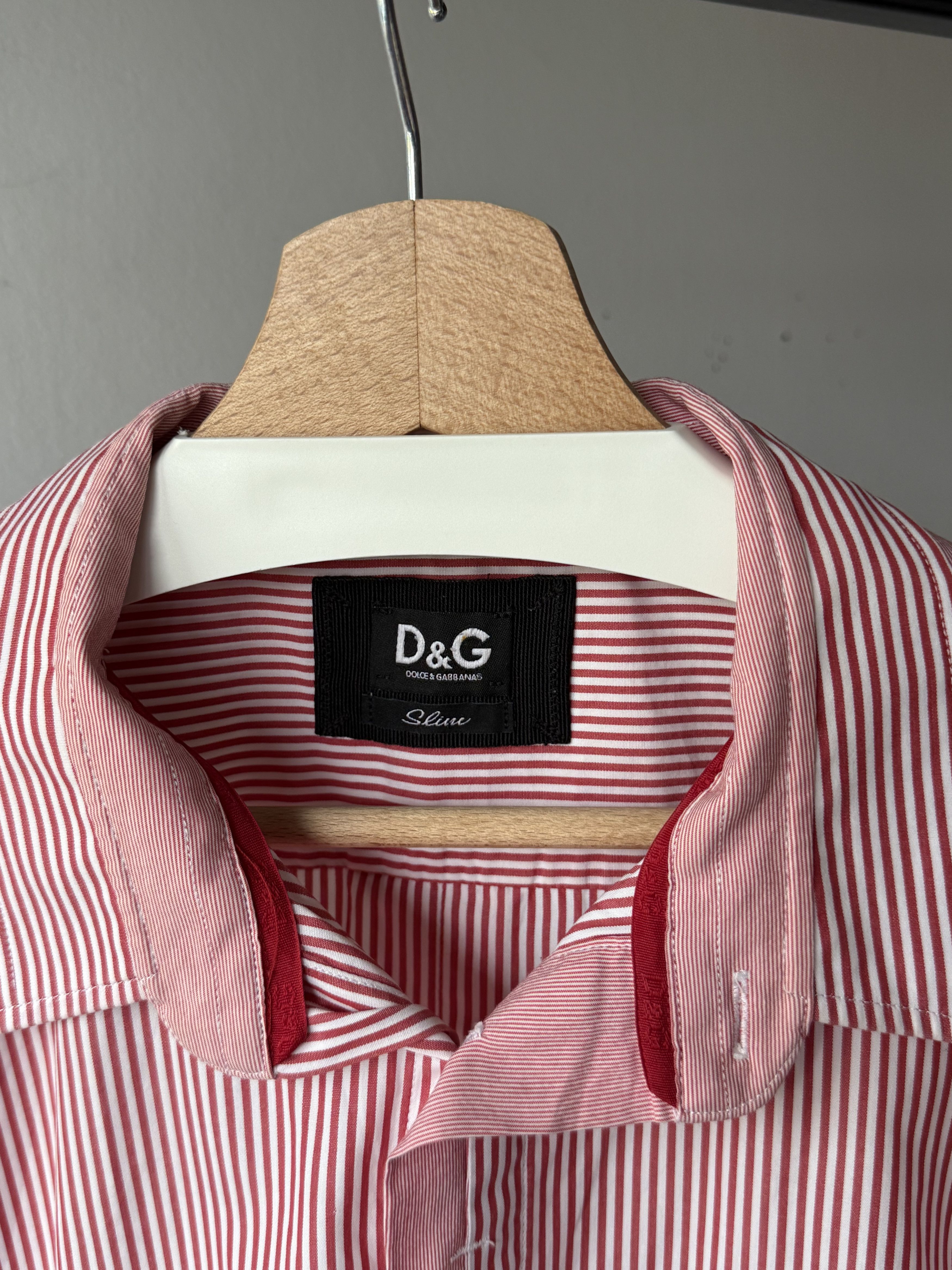 Dolce & Gabbana Dolce & Gabbana Slim Fit Red White Striped Long Sleeve Shirt Size US M / EU 48-50 / 2 - 10 Thumbnail
