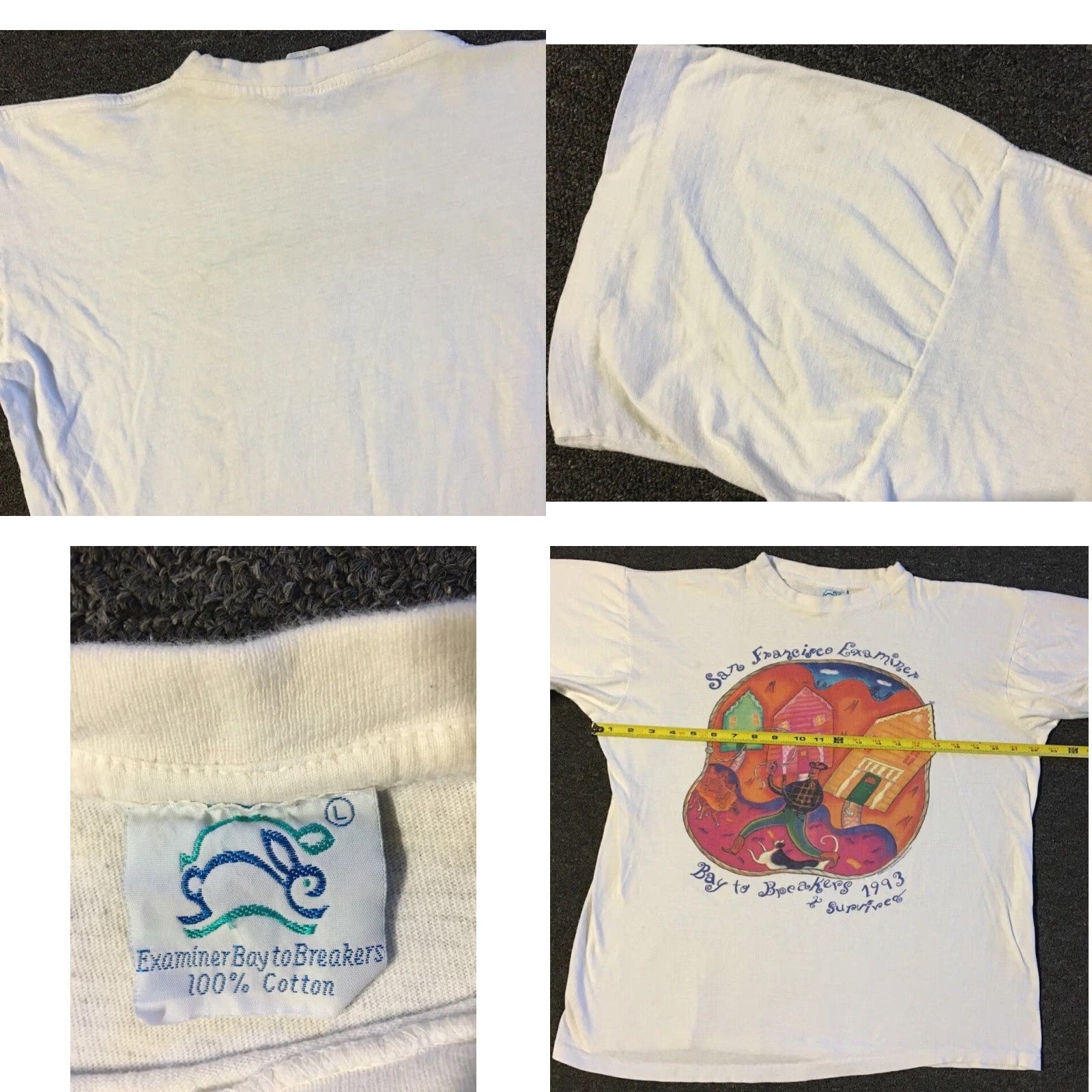Vintage VINTAGE 90s San Francisco Examiner Faded Distress Abstract Art Shirt S Boxy Grunge - Single Stitch Men's T-Shirt White Size S Size US S / EU 44-46 / 1 - 10 Thumbnail