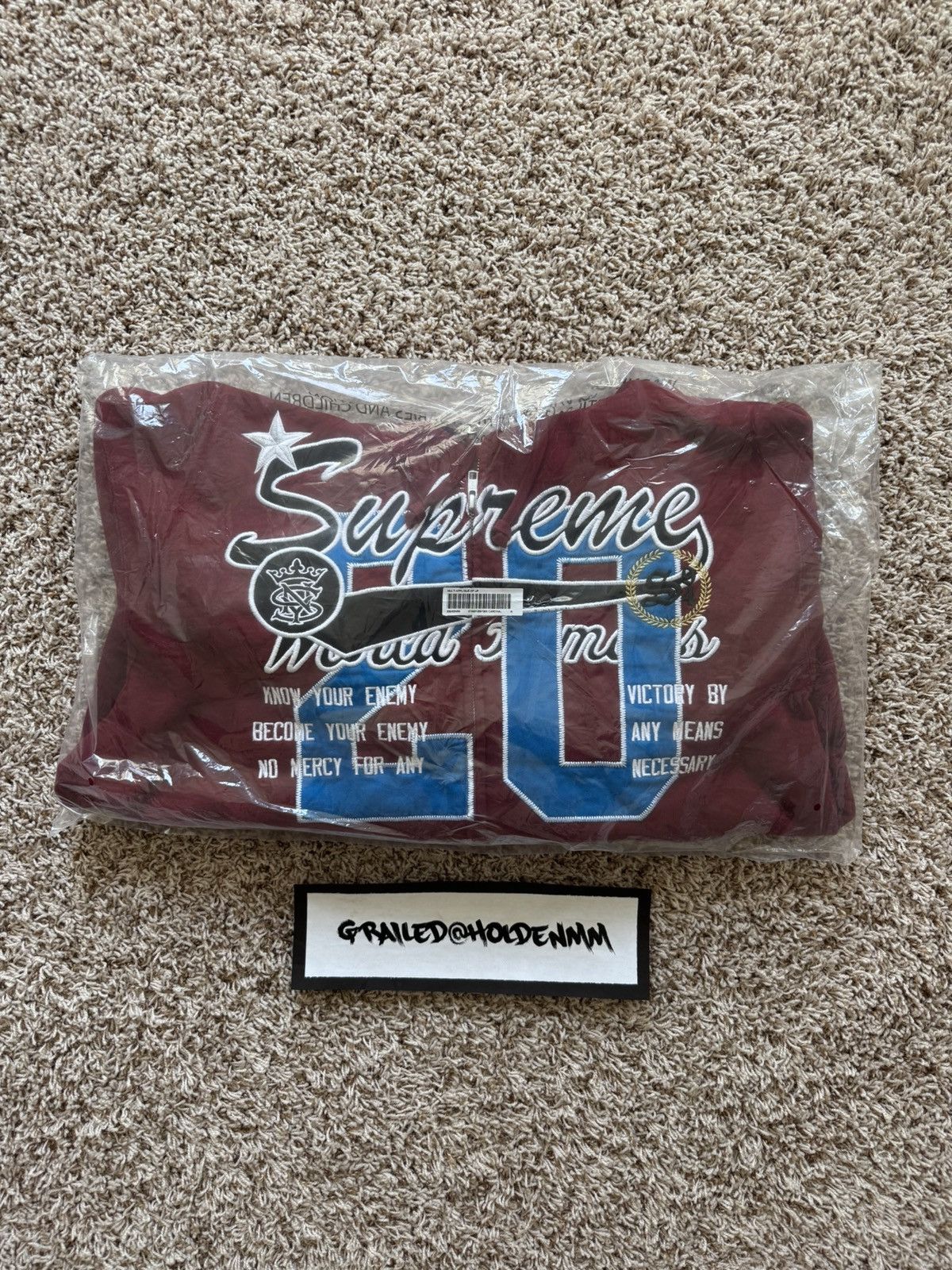 Supreme Warriors Appliqué Zip Up Hooded Sweatshirt Cardinal Red Size US M / EU 48-50 / 2 - 19 Thumbnail