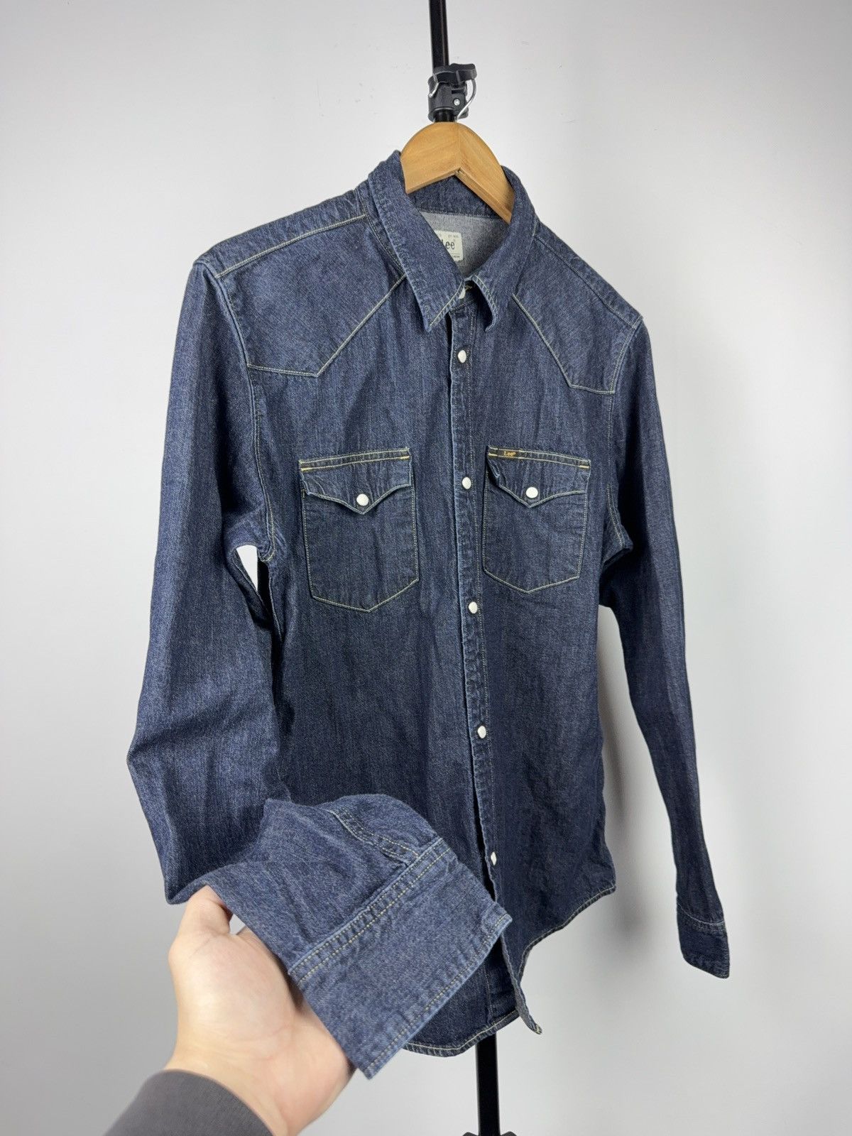 Lee Lee Slim Western Cowboy USA Denim Shirt Blue Snap Button L Size US L / EU 52-54 / 3 - 6 Thumbnail