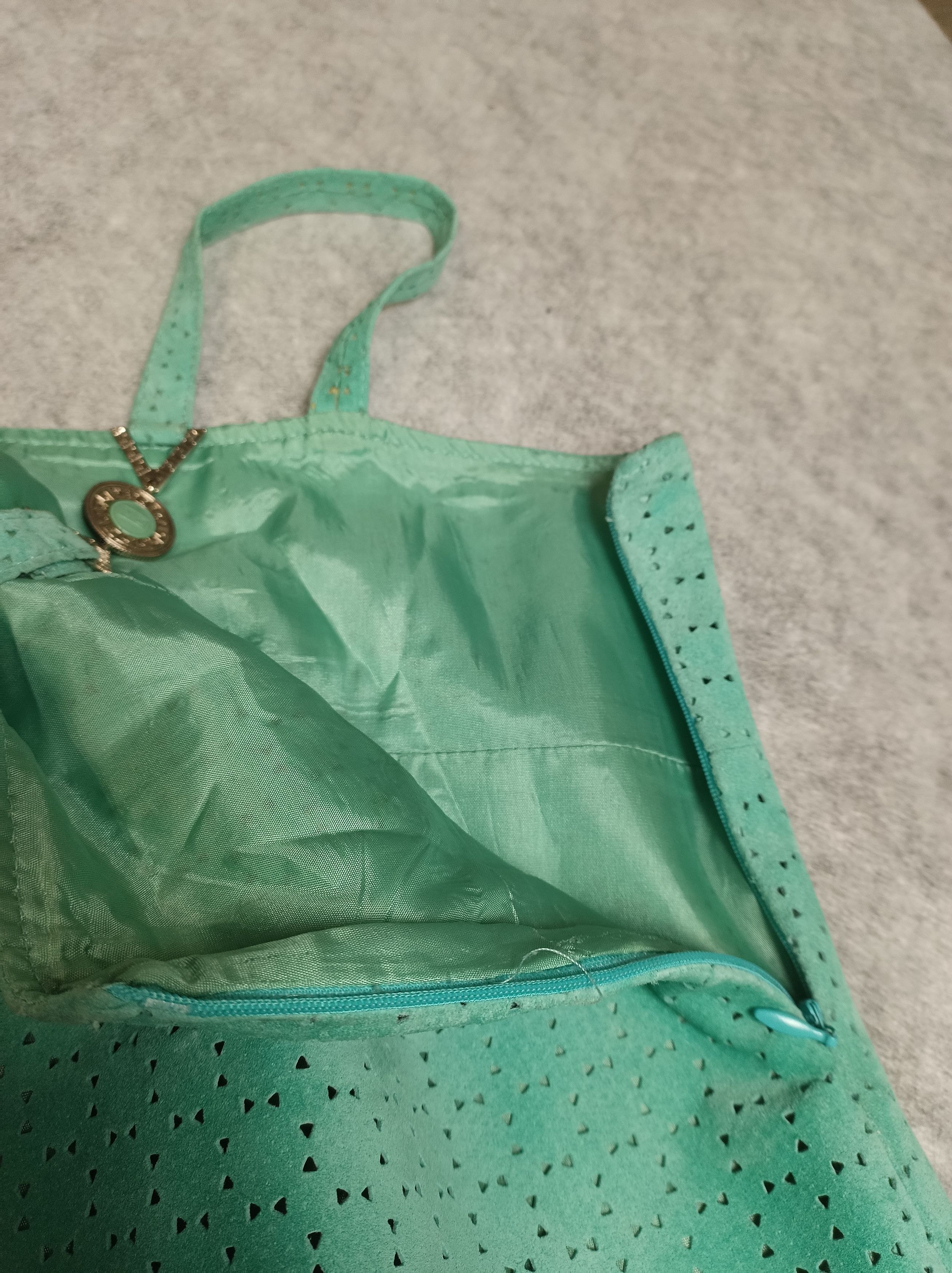 Versace Versace V2 Classic Turquoise Perforated Suede Leather Dress Size M / US 6-8 / IT 42-44 - 6 Thumbnail