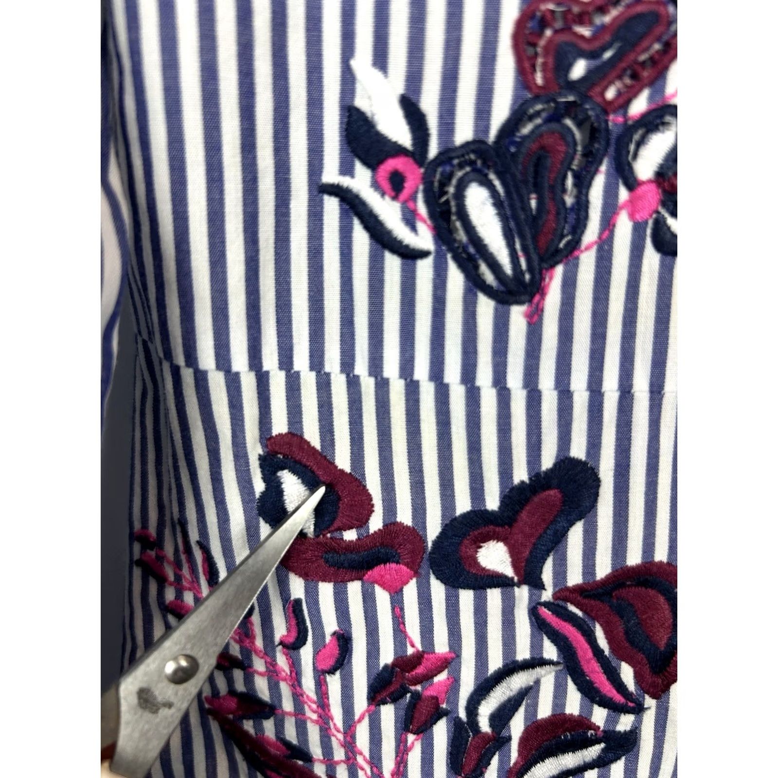 Tanya Taylor Tanya Taylor Shirt Dress Womens Cotton Blend Embroidered Eyelet Short Sleeve A-Line Casual Navy Nautical White 2 Mens? Size XS / US 0-2 / IT 36-38 - 5 Thumbnail