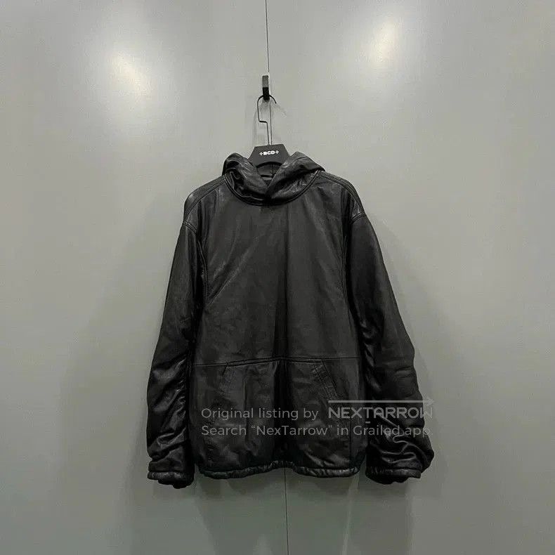 Balenciaga Black Leather Hoodie.