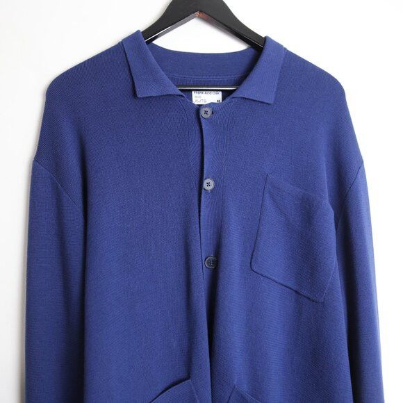 Frank & Oak Frank and Oak Royal Blue Collared Quarter Button Sweater Size US XL / EU 56 / 4 - 2 Thumbnail