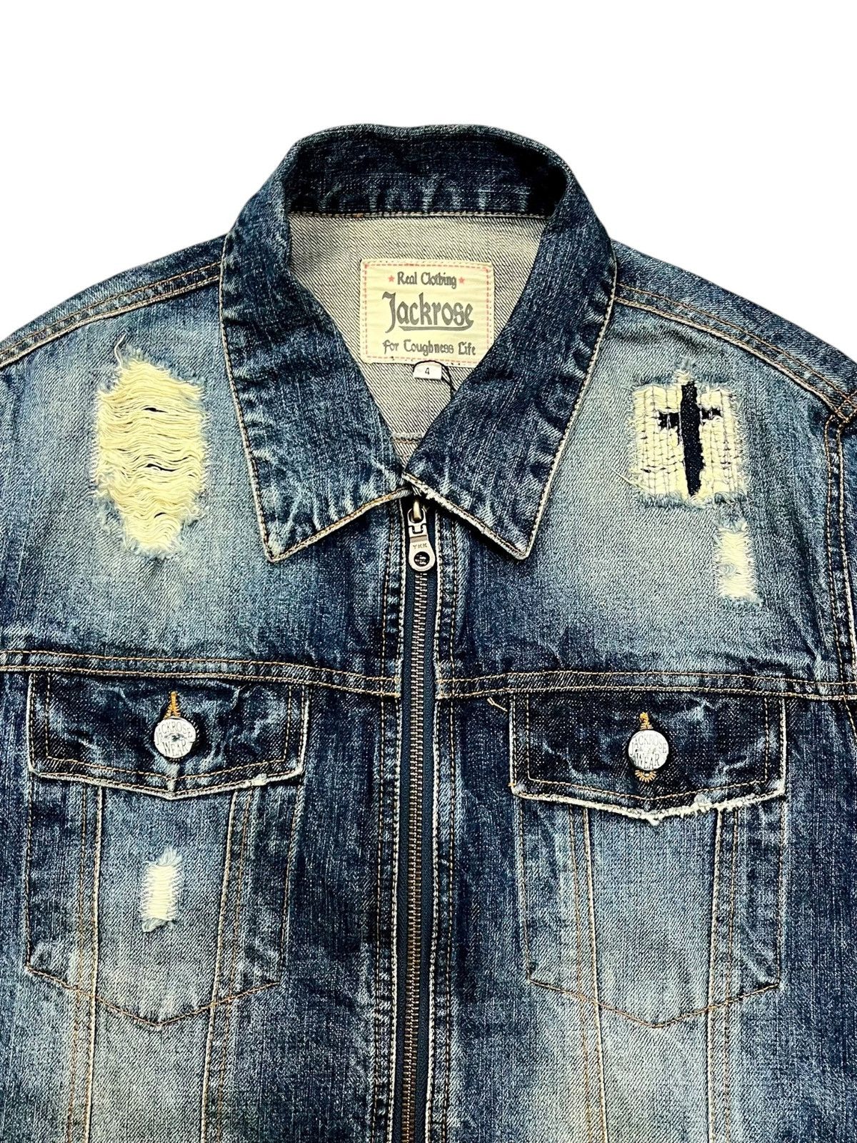 If Six Was Nine 2000s Jackrose - Crash Denim Cross Patch Jacket Size US M / EU 48-50 / 2 - 6 Thumbnail