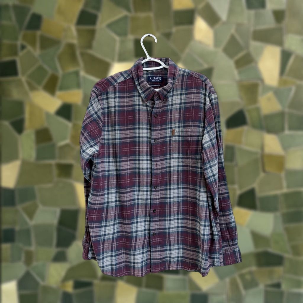 Chaps VINTAGE Chaps Mens Flannel Shirt XL Plaid Maroon Long Sleeve Button Up Size US XL / EU 56 / 4 - 1 Thumbnail