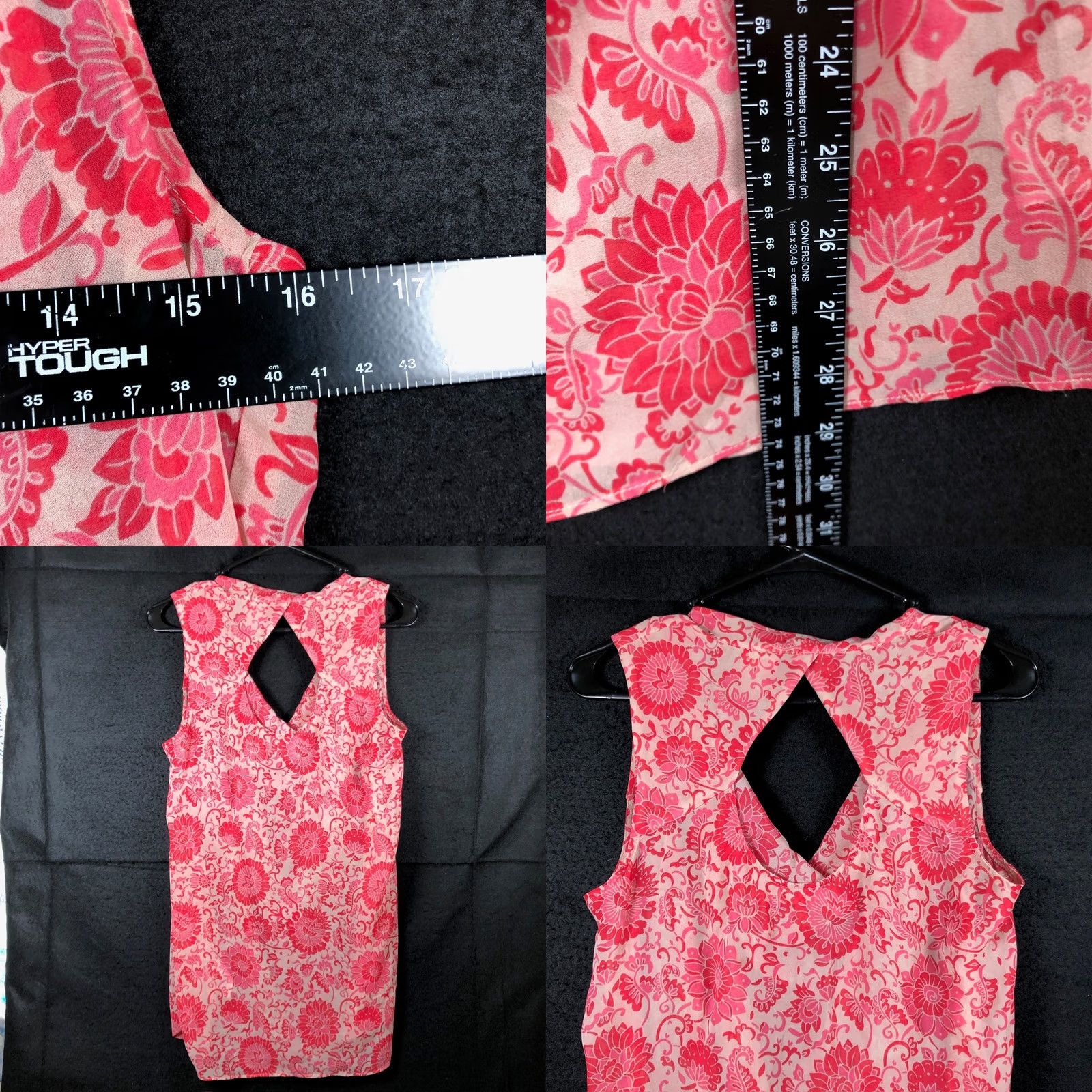 Vintage CAbi Blouse Pink Floral Crew Neck Sleeveless Open Key Hole Back Medium Womens Shirt Size M / US 6-8 / IT 42-44 - 8 Thumbnail