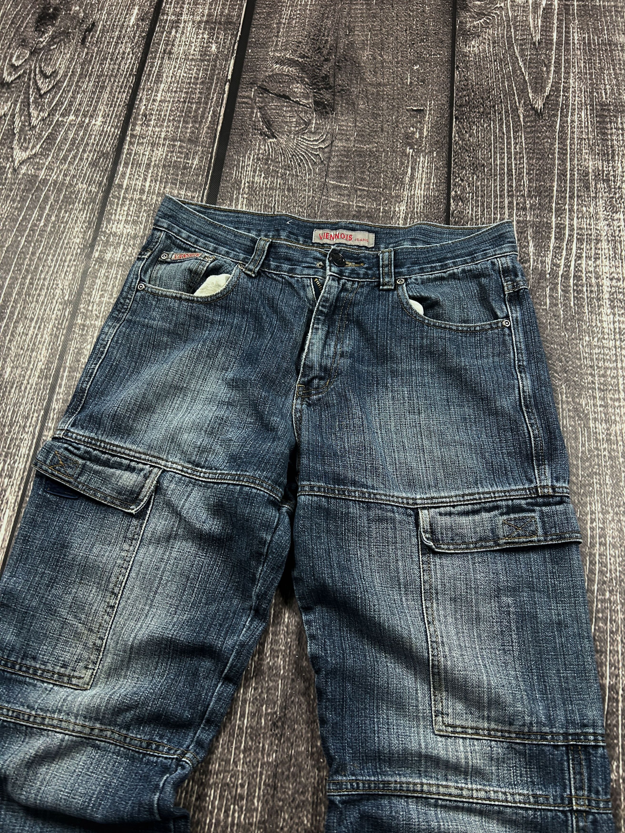 Vintage VTG Viennois Cargo Denim Jeans Y2K Multi Pocket Streetwear Size US 32 / EU 48 - 4 Thumbnail