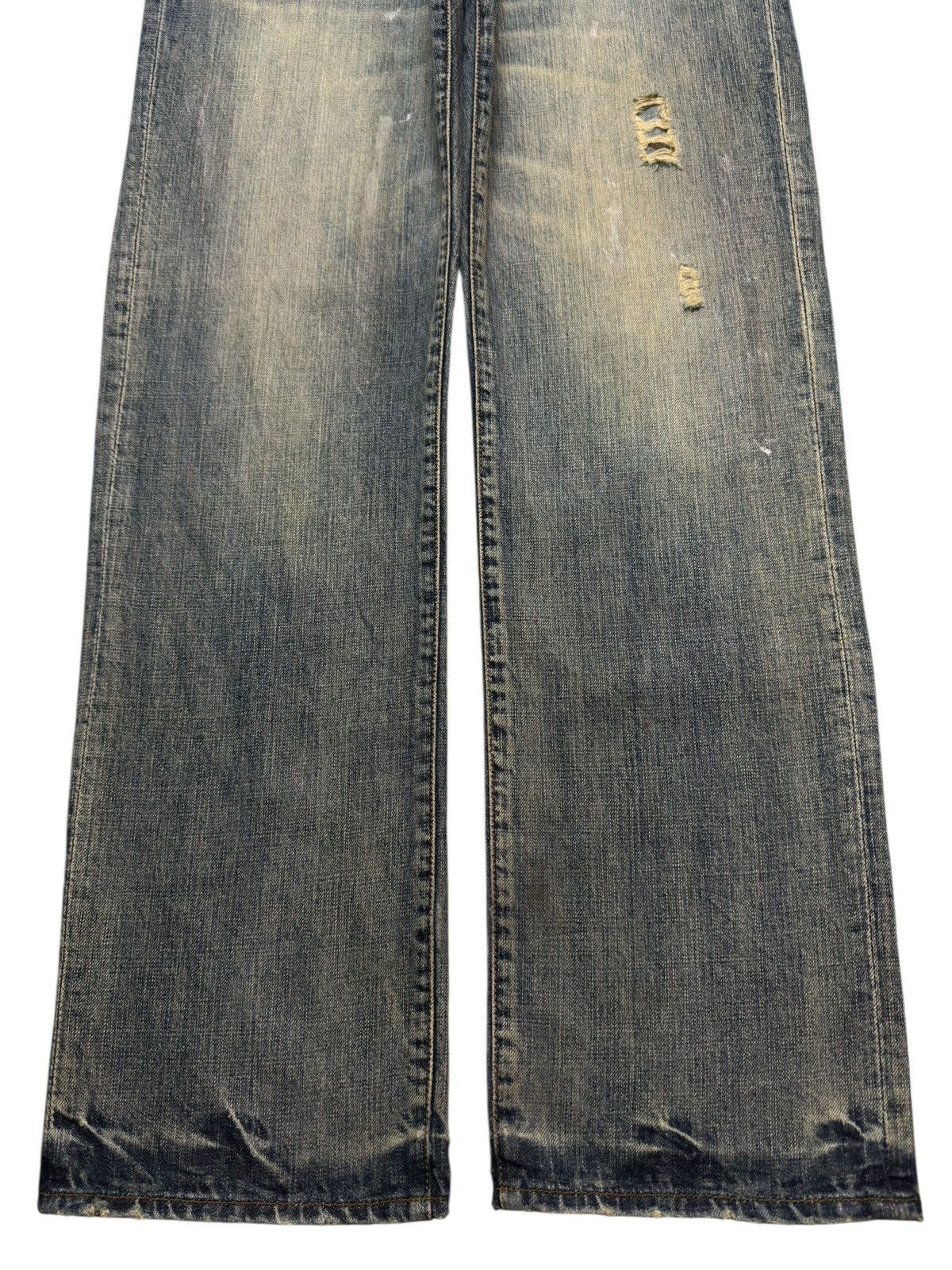 14th Addiction Vintage Y2K Japanese Brand Blue Mud Wash Whiskers Wide Leg Size US 34 / EU 50 - 7 Thumbnail