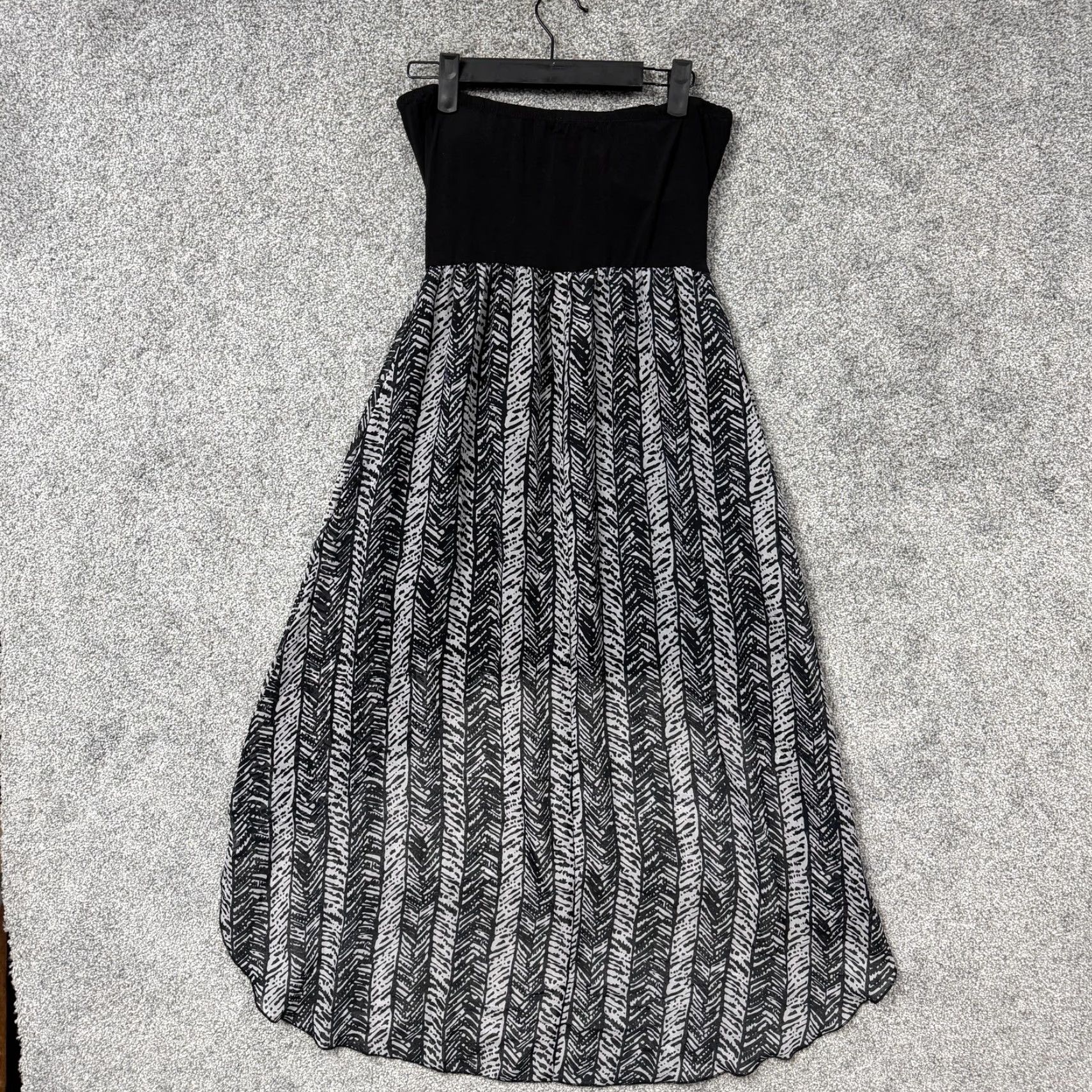 Vintage Wet Seal Sundress M Black White Chevron Strapless Hi-Low Sundress Casual Party Beach Boho Vintage No Womens Menopause Size M / US 6-8 / IT 42-44 - 7 Thumbnail