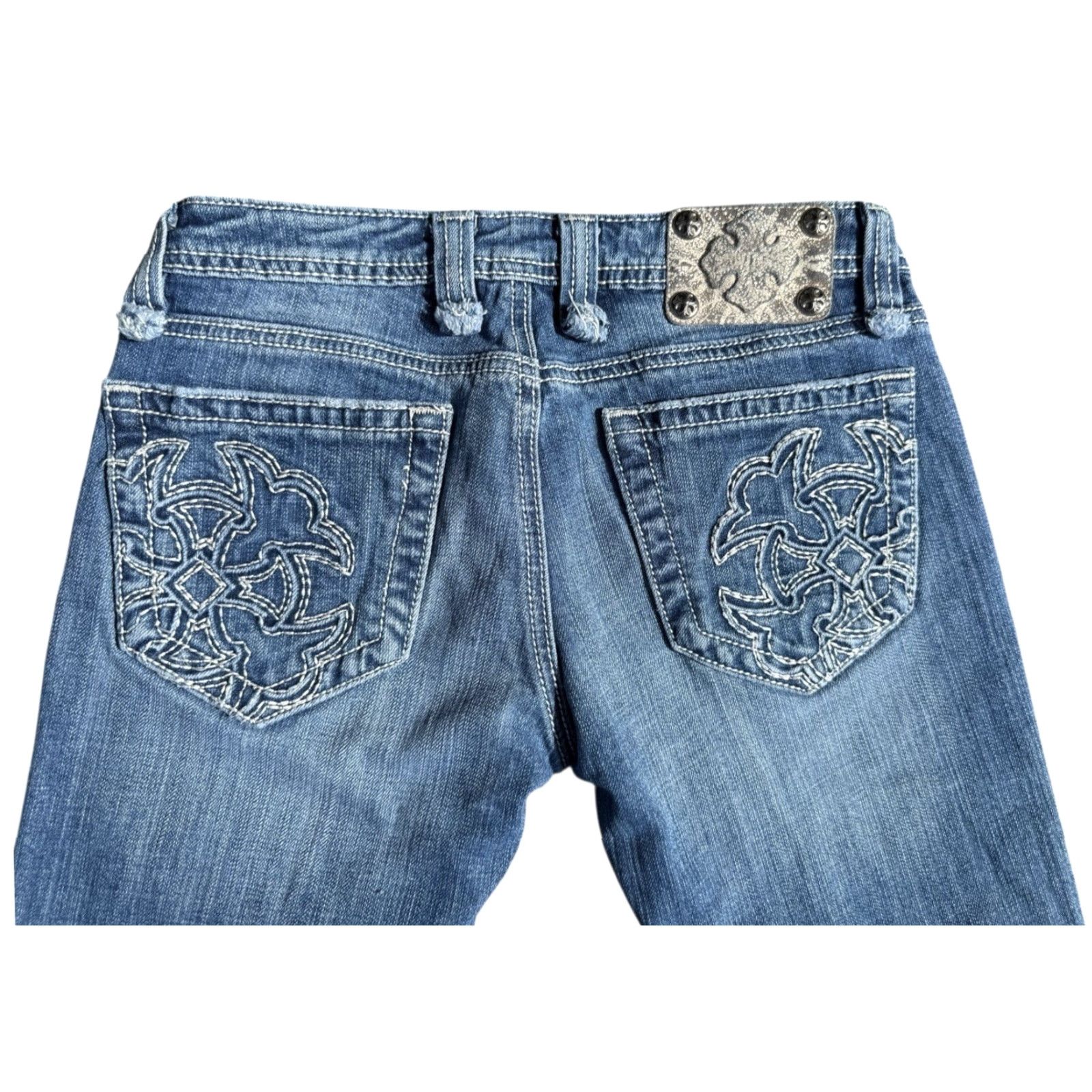 Miss Me VINTAGE Miss Me Skater Grunge Denim Jean Shorts Cross Womens Size 27 Blue Cut-Off 27 Womens Size 27" / US 4 / IT 40 - 3 Thumbnail