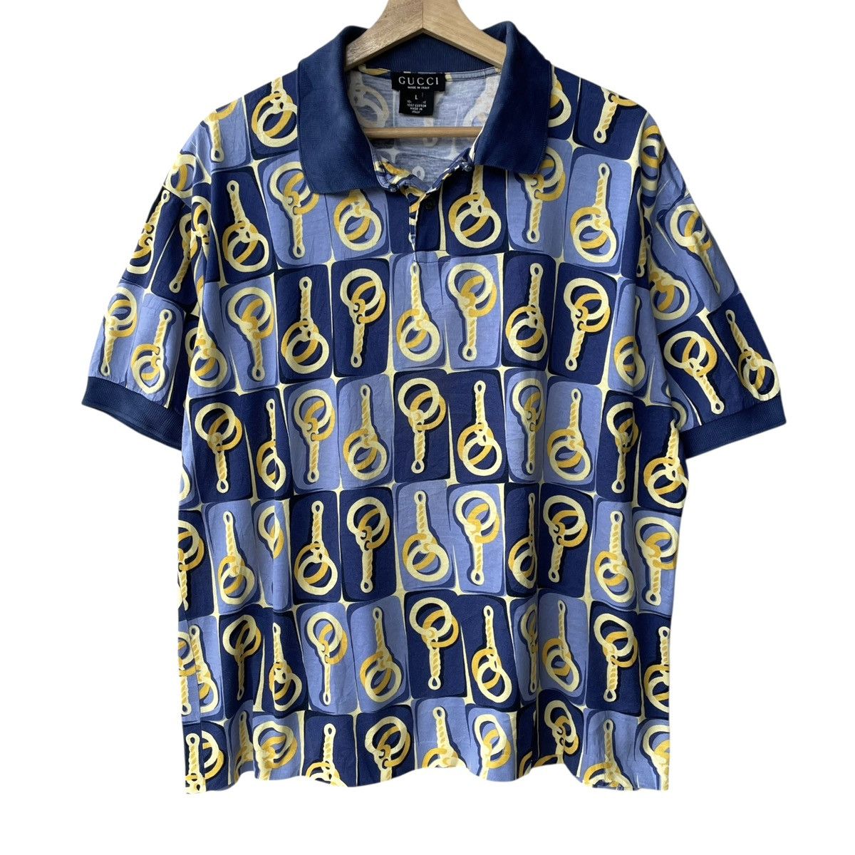 Gucci Gucci Italy Vintage Luxury Print Polo Tee Size US L / EU 52-54 / 3 - 1 Thumbnail