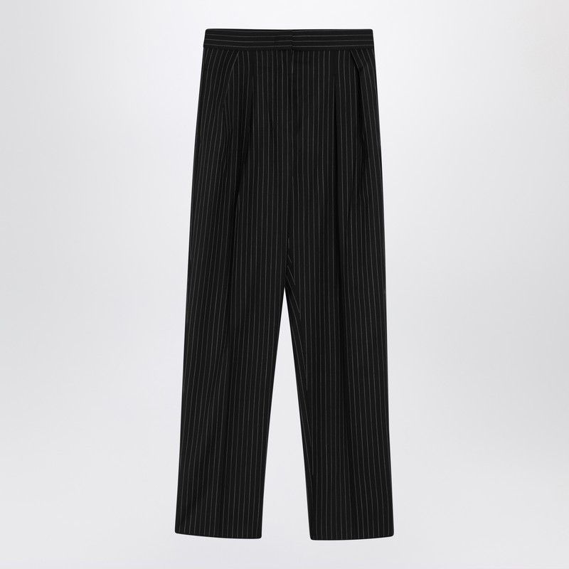 Max Mara Max Mara Black Pinstriped Wool Trousers Size 28" / US 6 / IT 42 - 1 Thumbnail