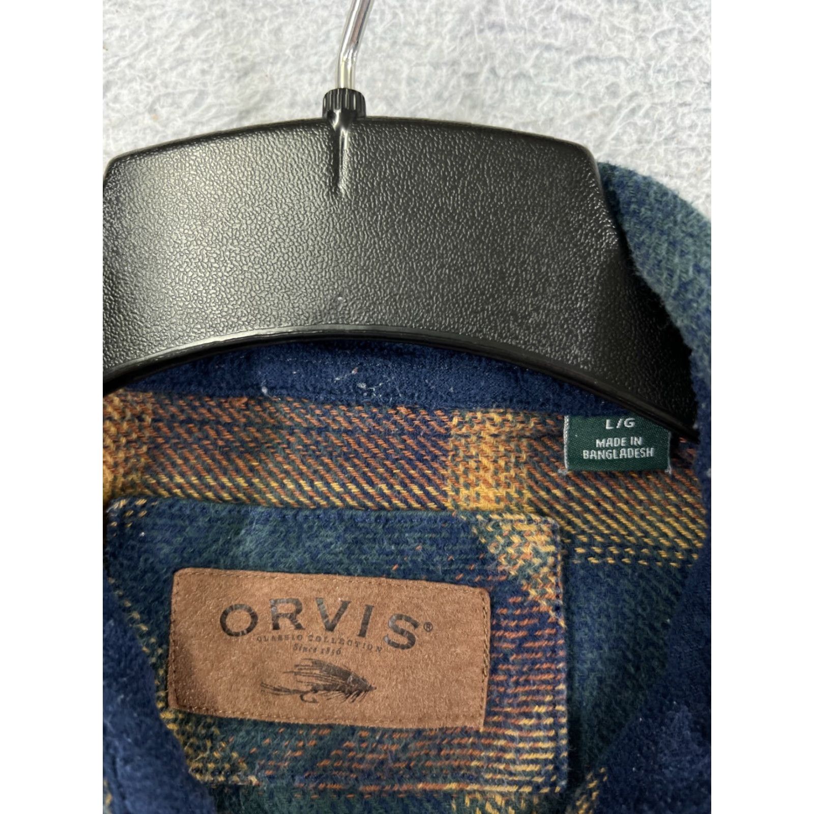 Orvis VINTAGE Orvis Flannel Shirt Men L Green Plaid 100% Cotton Button-Up Size US L / EU 52-54 / 3 - 3 Thumbnail